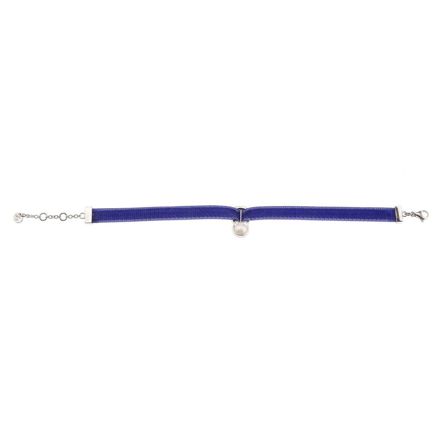 Nathalie Jean Contemporary Cultured Pearl 18 Karat White Gold Velvet Bracelet In New Condition For Sale In Milan, Lombardia