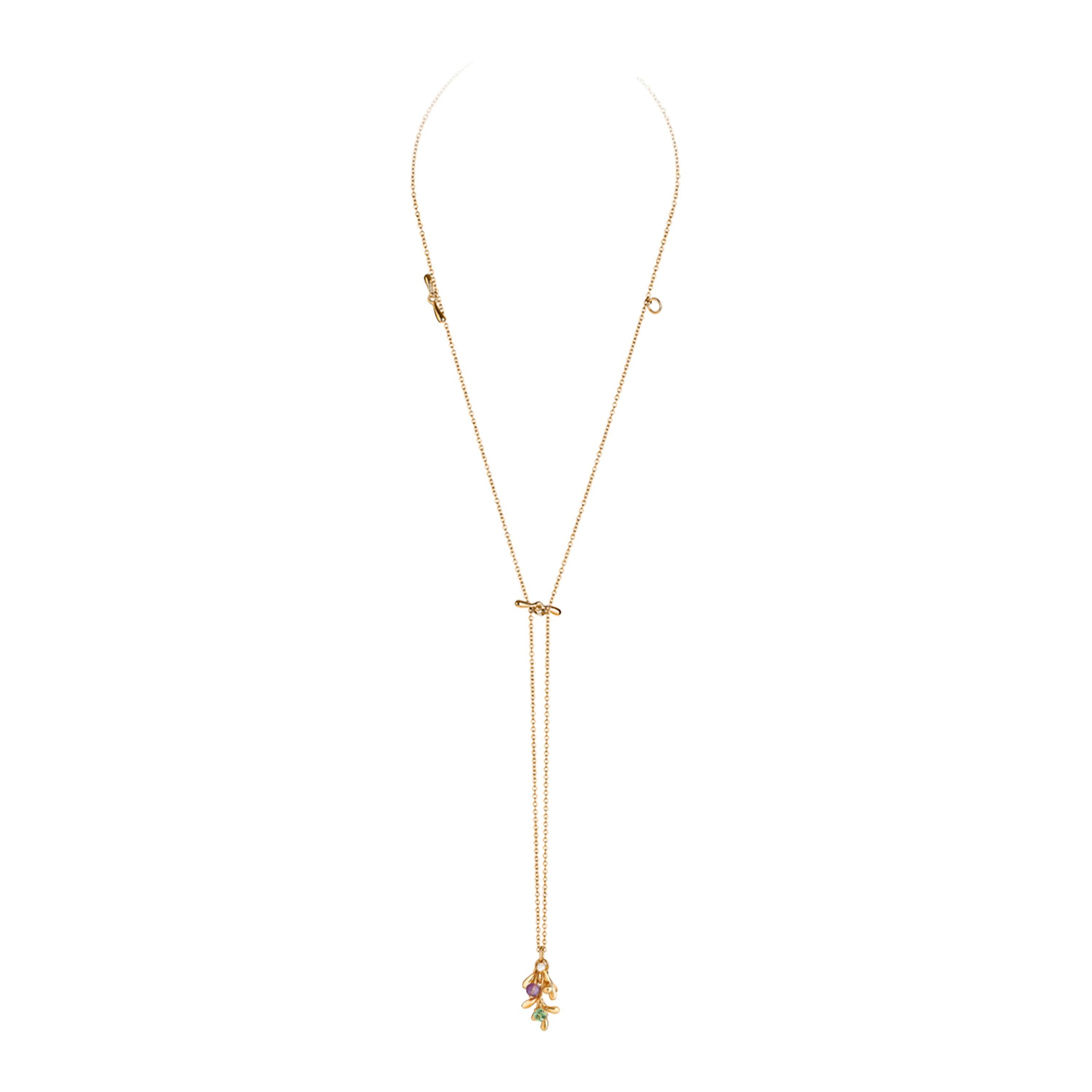 Nathalie Jean Contemporary Diamond Tourmaline Amethyst Gold Pendant Necklace For Sale 6
