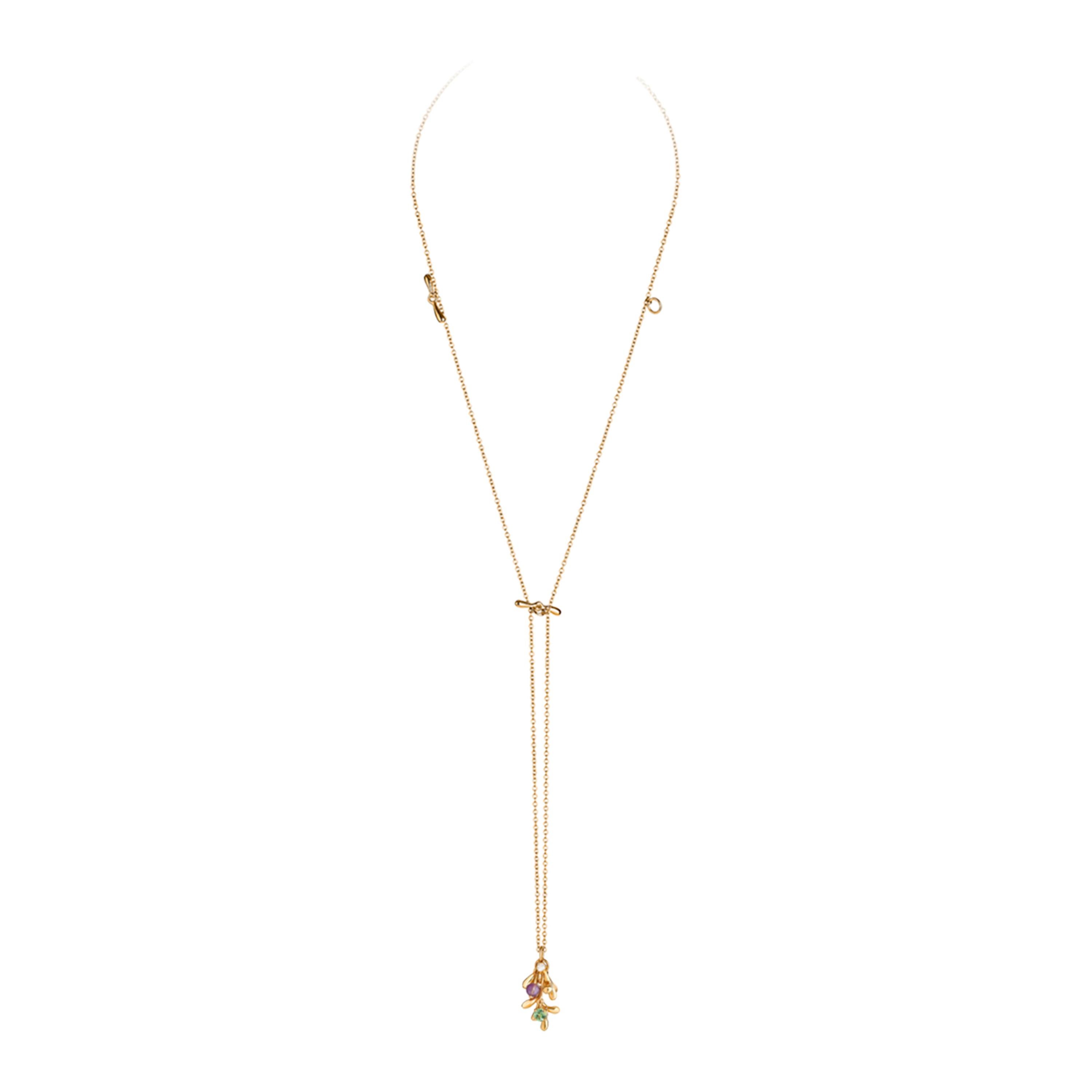 Nathalie Jean Natural Style Diamond Tourmaline Amethyst Gold Pendant Necklace For Sale 5