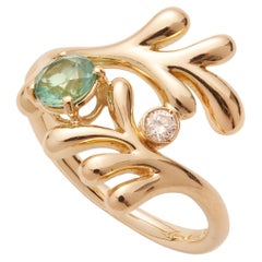Nathalie Jean Contemporary Natural Style Diamond Tourmaline Gold Cluster Ring