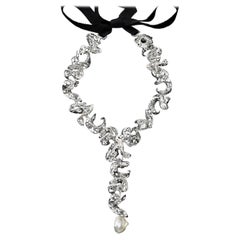 Nathalie Jean Contemporary Freshwater Pearl Sterling Silver Silk Drop Necklace
