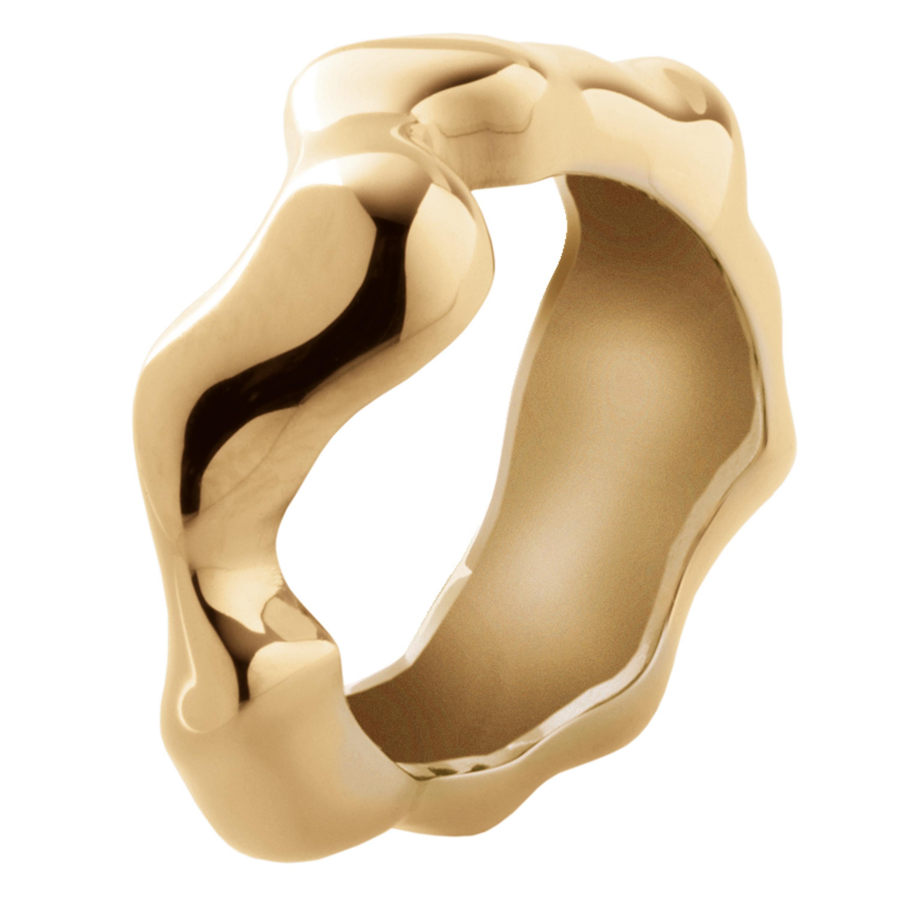 Women's or Men's Nathalie Jean Contemporary Gold Limited Edition Fashion Band Sculpture Ring For Sale