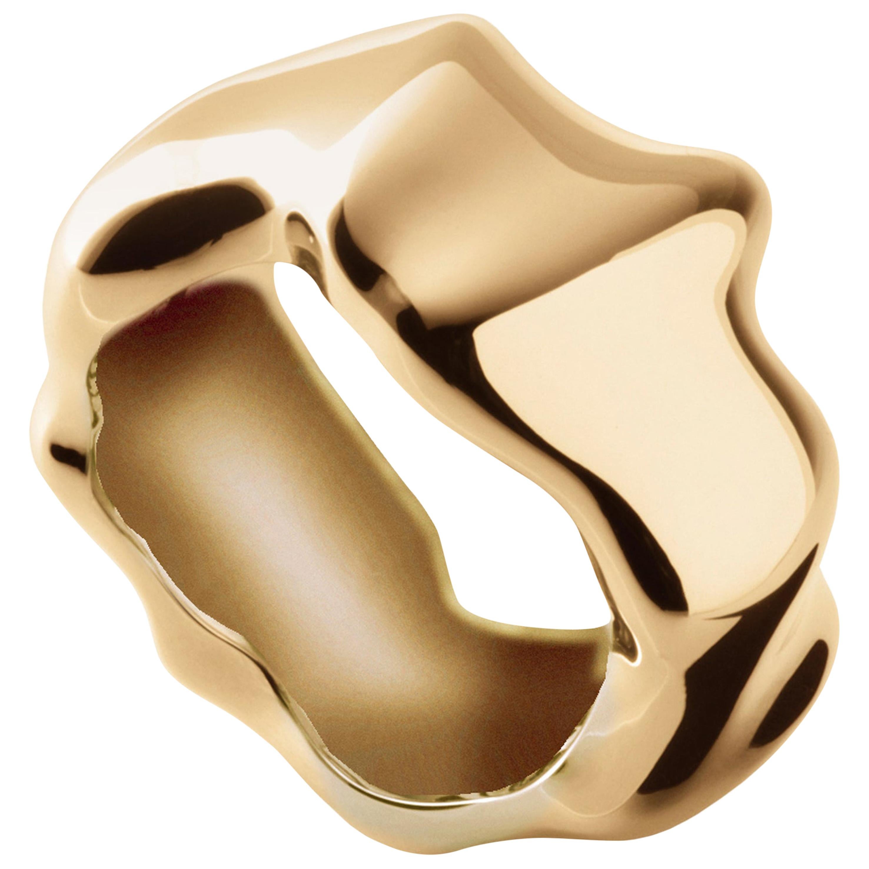 Nathalie Jean Contemporary Gold Limited Edition Fashion Band Sculpture Ring For Sale