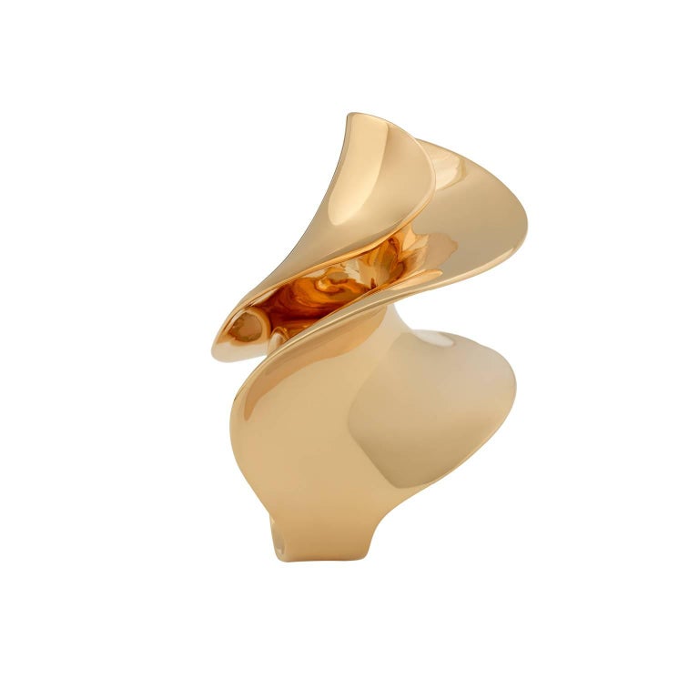 Nathalie Jean Contemporary Gold Limited Edition Sculpture Cocktail Ring For Sale 1