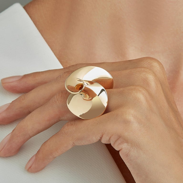 Women's or Men's Nathalie Jean Contemporary Gold Limited Edition Sculpture Cocktail Ring For Sale
