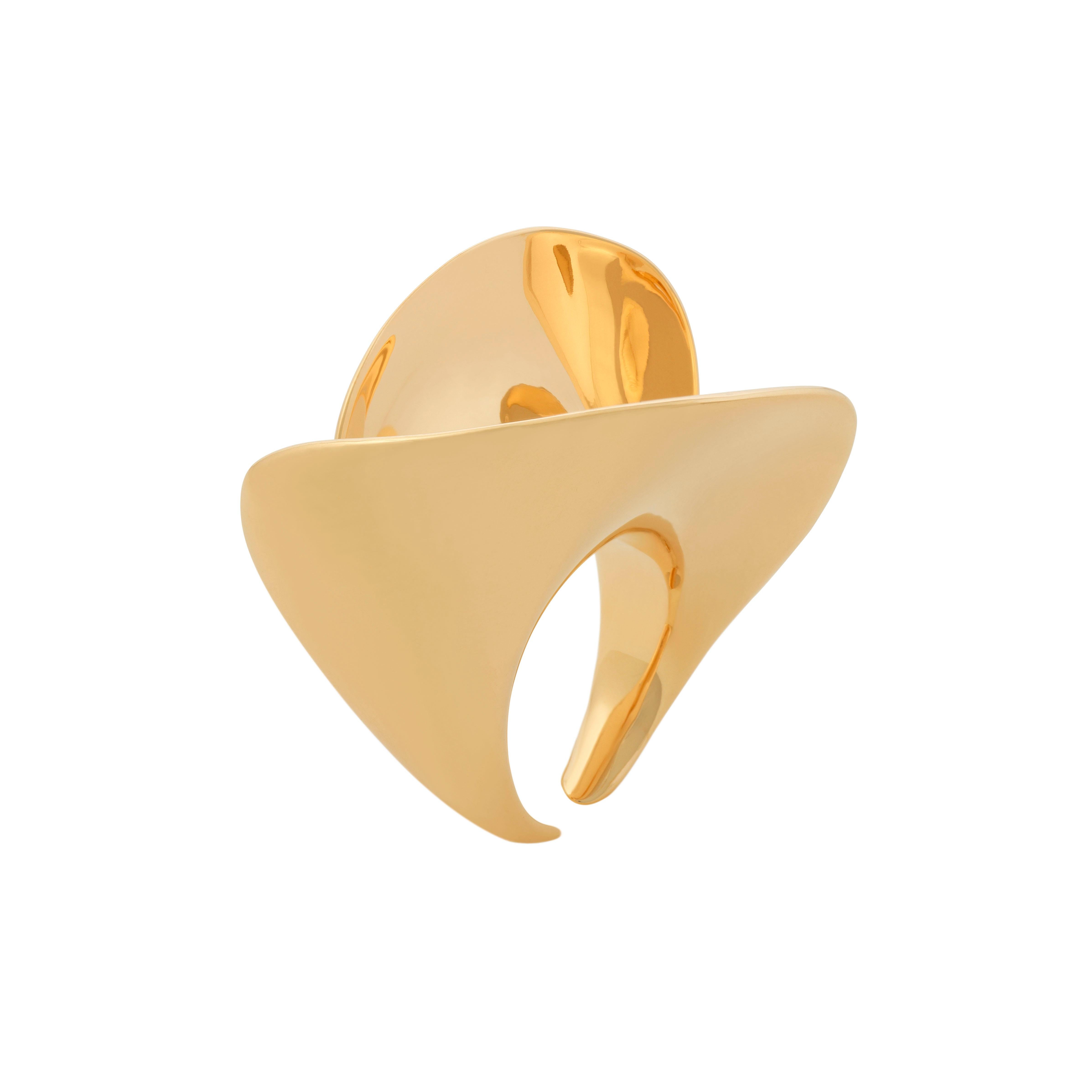 Nathalie Jean Contemporary Gold Limited Edition Sculpture Cocktail Ring For Sale 1