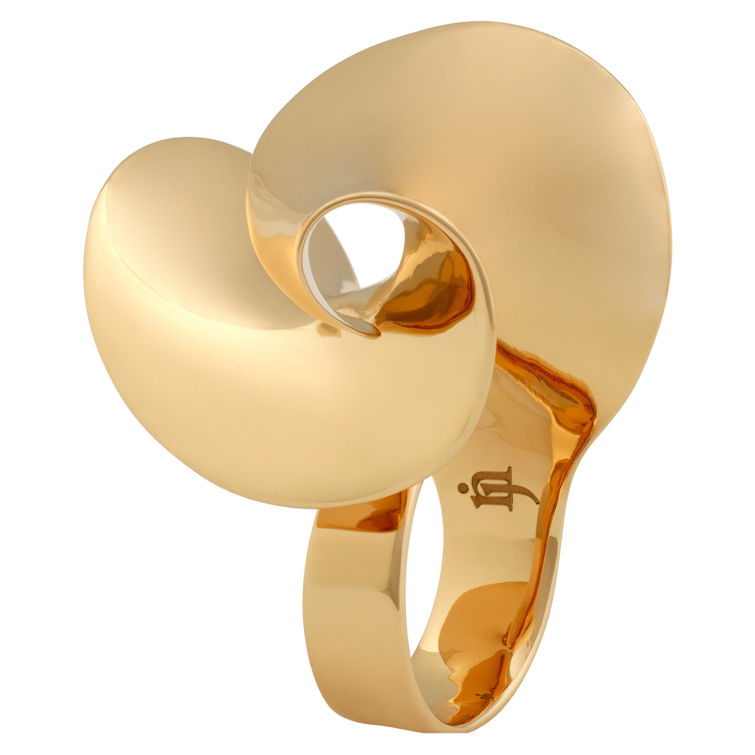 Nathalie Jean Contemporary Gold Limited Edition Sculpture Cocktail Ring