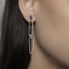 Nathalie Jean Contemporary Iolite Sterling Silver Drop Dangle Double Earrings