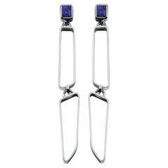 Nathalie Jean Contemporary Iolite Sterling Silver Drop Dangle Double Earrings