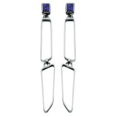 Nathalie Jean Contemporary Iolite Sterling Silver Drop Dangle Double Earrings