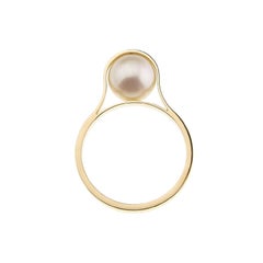 Nathalie Jean Contemporary Japanese Cultured Pearl 18 Karat Yellow Gold Ring