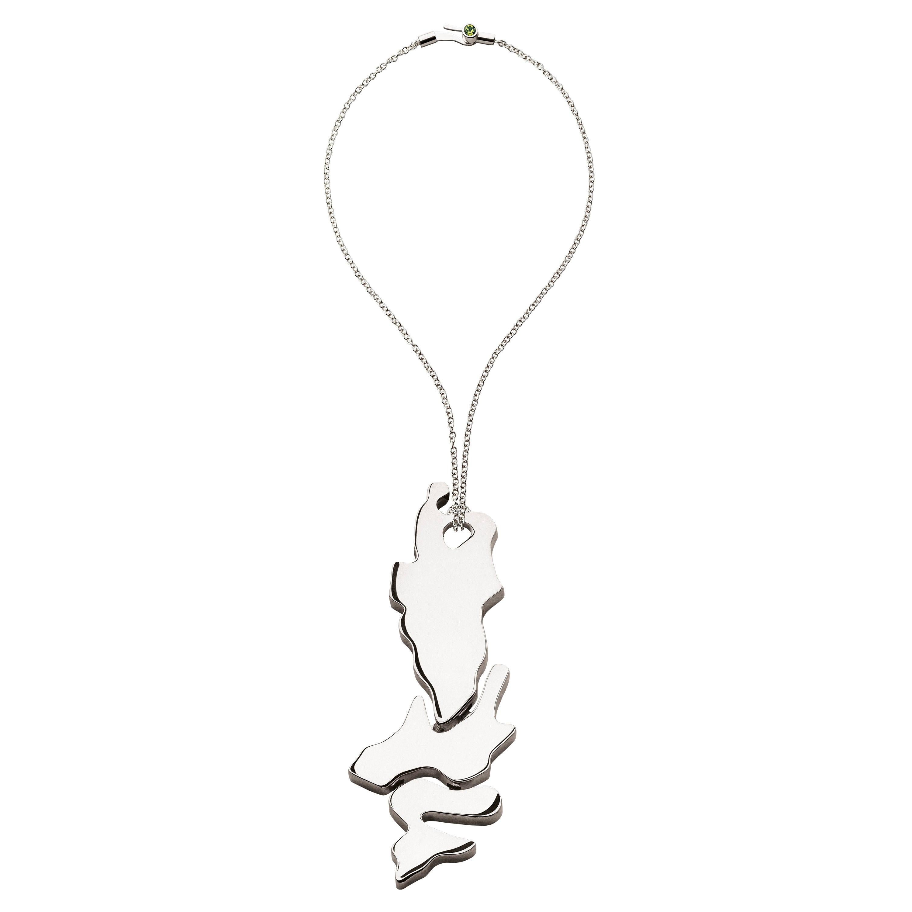 Nathalie Jean Contemporary Peridot Sterling Silver Drop Pendant Necklace