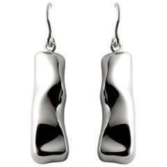 Nathalie Jean Contemporary Rhodium Plated Silver Drop Dangle Sculpture Earrings