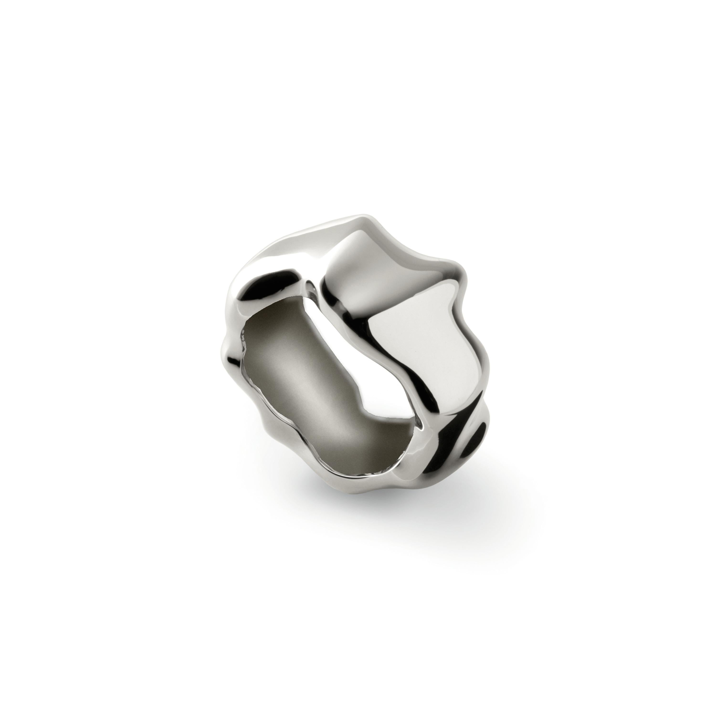 Nathalie Jean Contemporary Rhodium Plated Sterling Silver Band Ring In New Condition For Sale In Milan, Lombardia