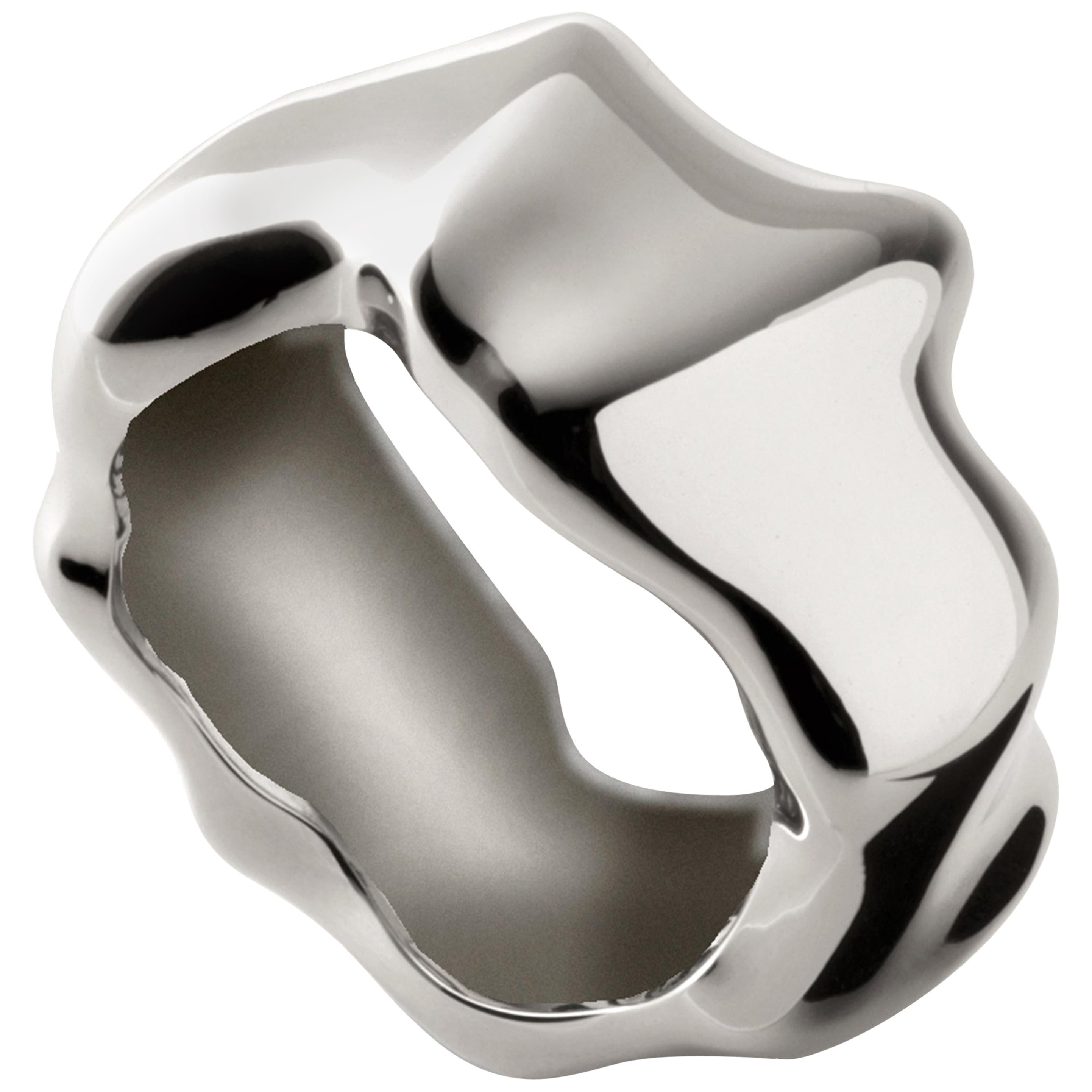 Nathalie Jean Contemporary Rhodium Plated Sterling Silver Band Ring