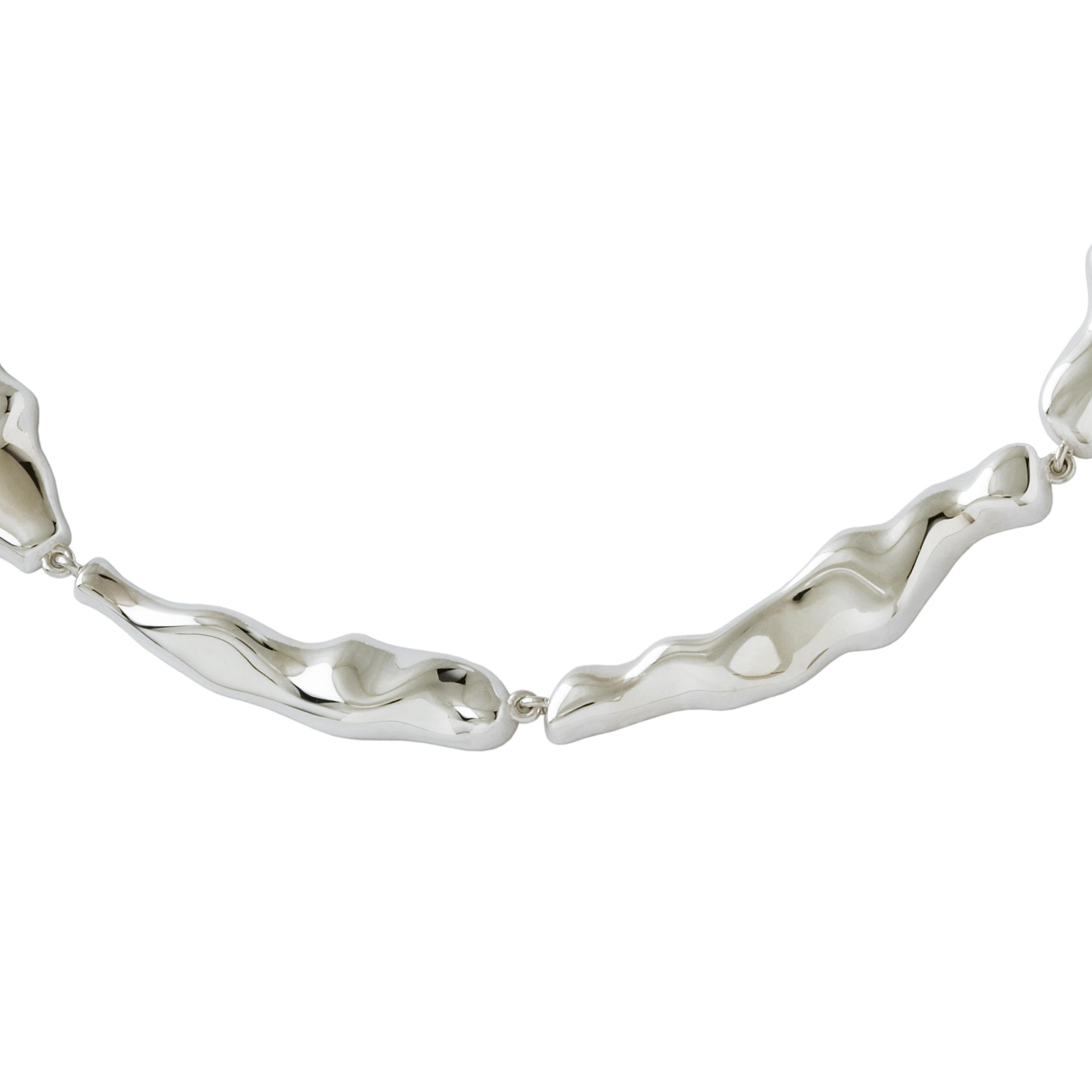 Nathalie Jean Contemporary Rhodium Plated Sterling Silver Choker Necklace In New Condition For Sale In Milan, Lombardia