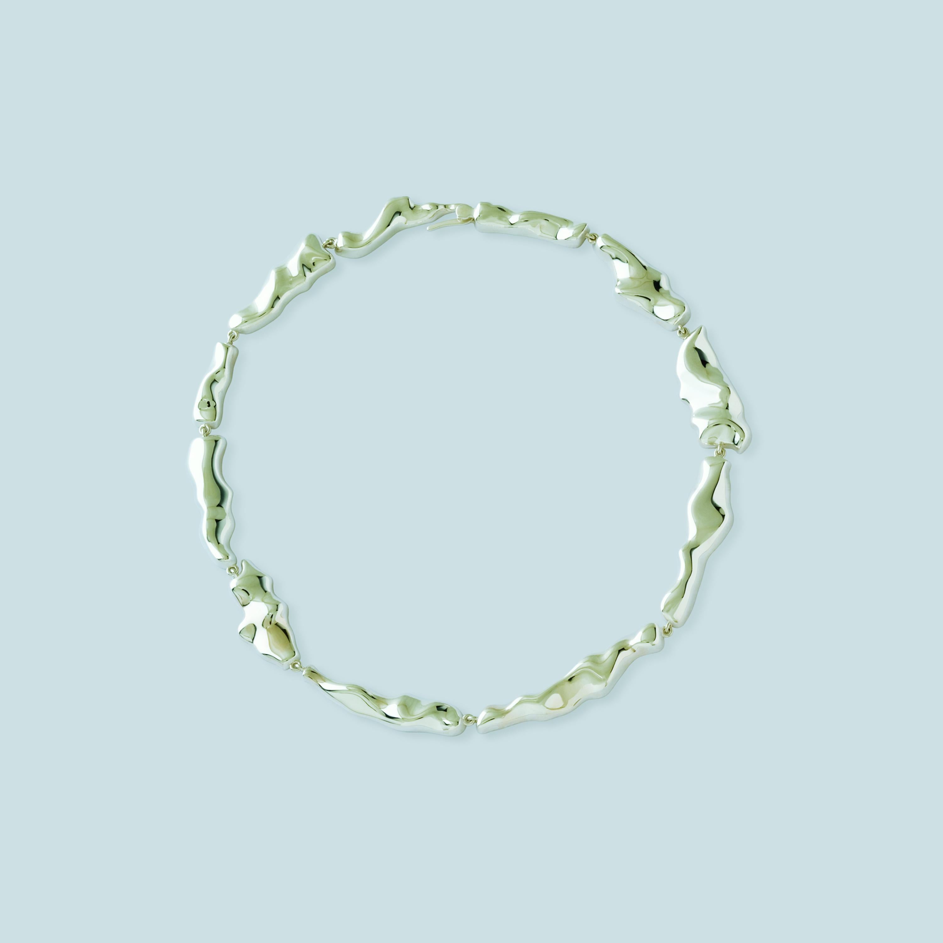 Nathalie Jean Contemporary Rhodium Plated Sterling Silver Choker Necklace For Sale 1