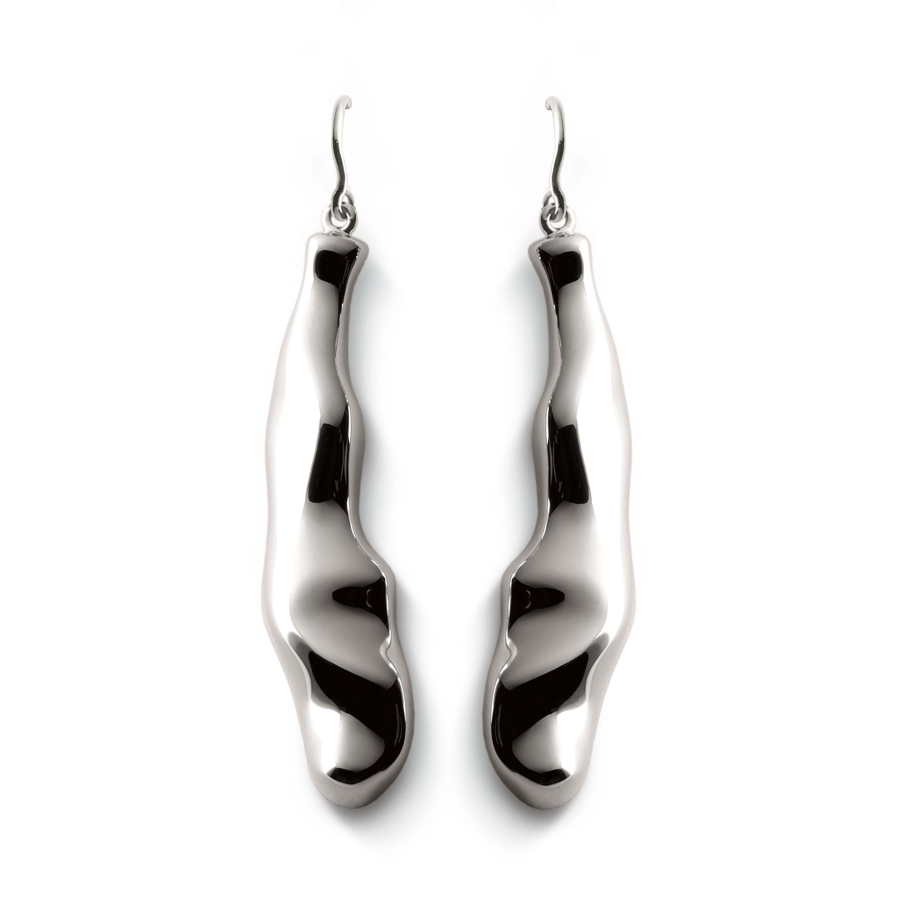 Women's Nathalie Jean Contemporary Rhodium Plated Sterling Silver Drop Earrings For Sale