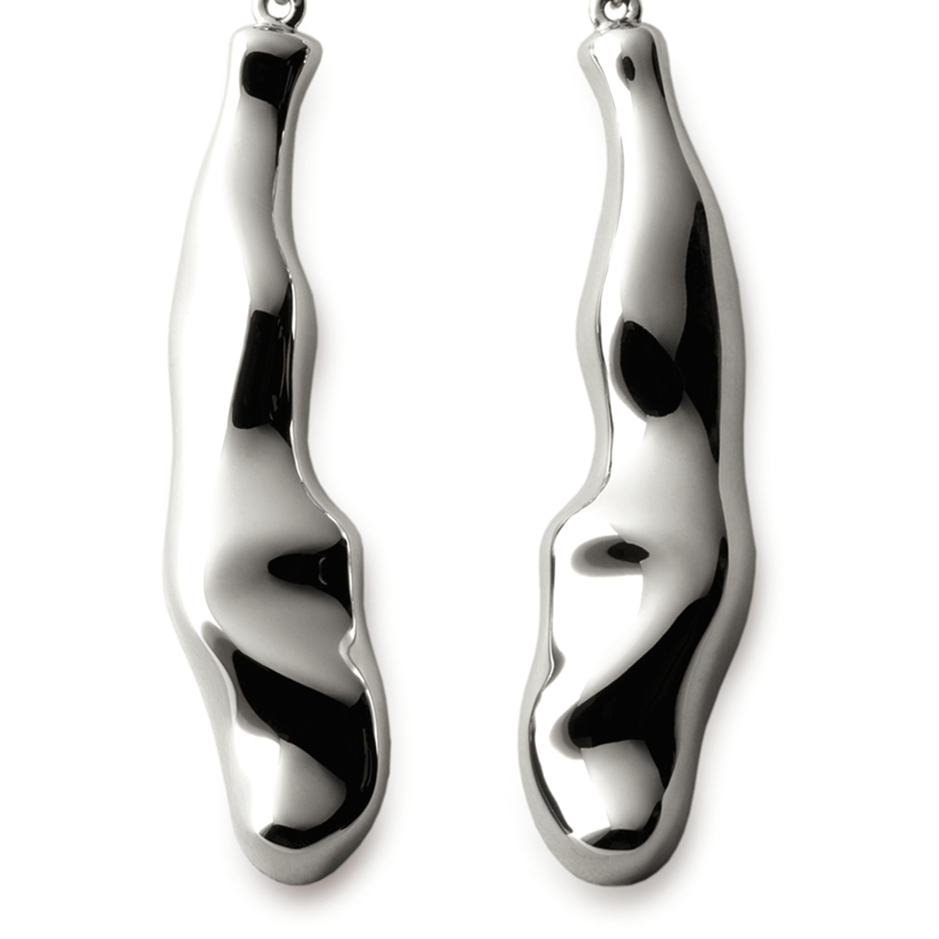 Nathalie Jean Contemporary Rhodium Plated Sterling Silver Drop Earrings For Sale 1