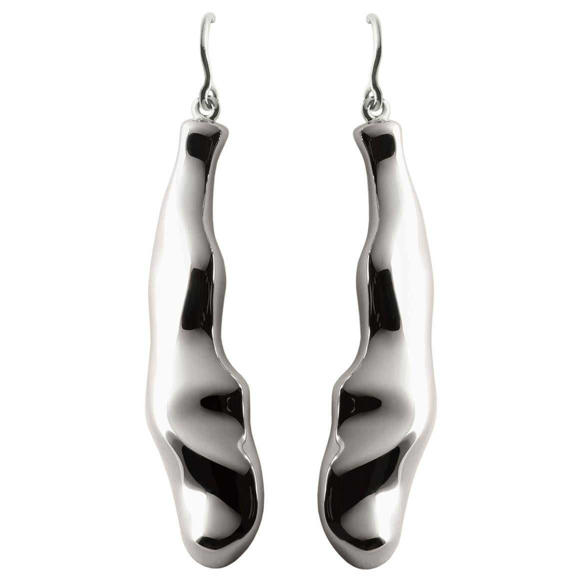 Nathalie Jean Contemporary Rhodium Plated Sterling Silver Drop Earrings