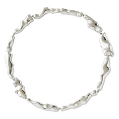 Nathalie Jean Contemporary Rhodium-Plated Sterling Silver Link Choker Necklace