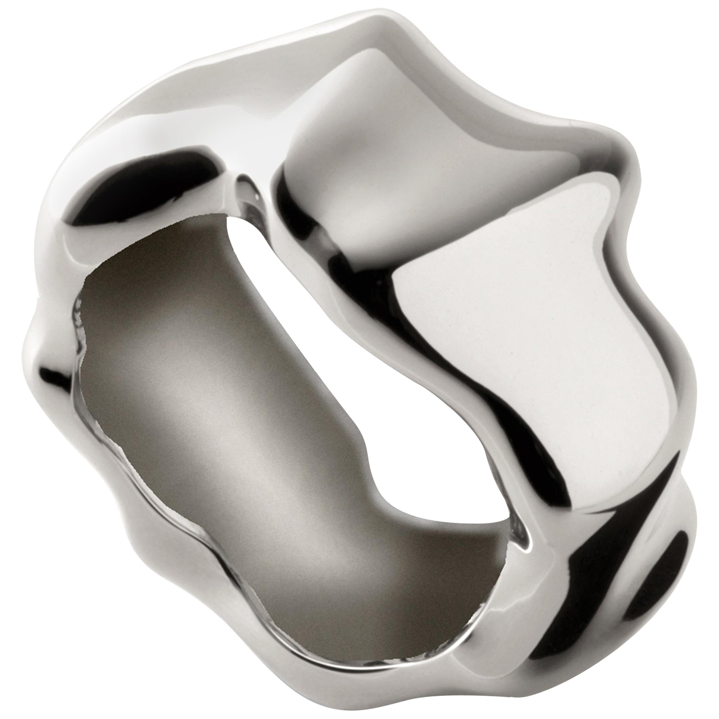 Nathalie Jean Contemporary Sterling Silver Band Sculpture Ring For Sale
