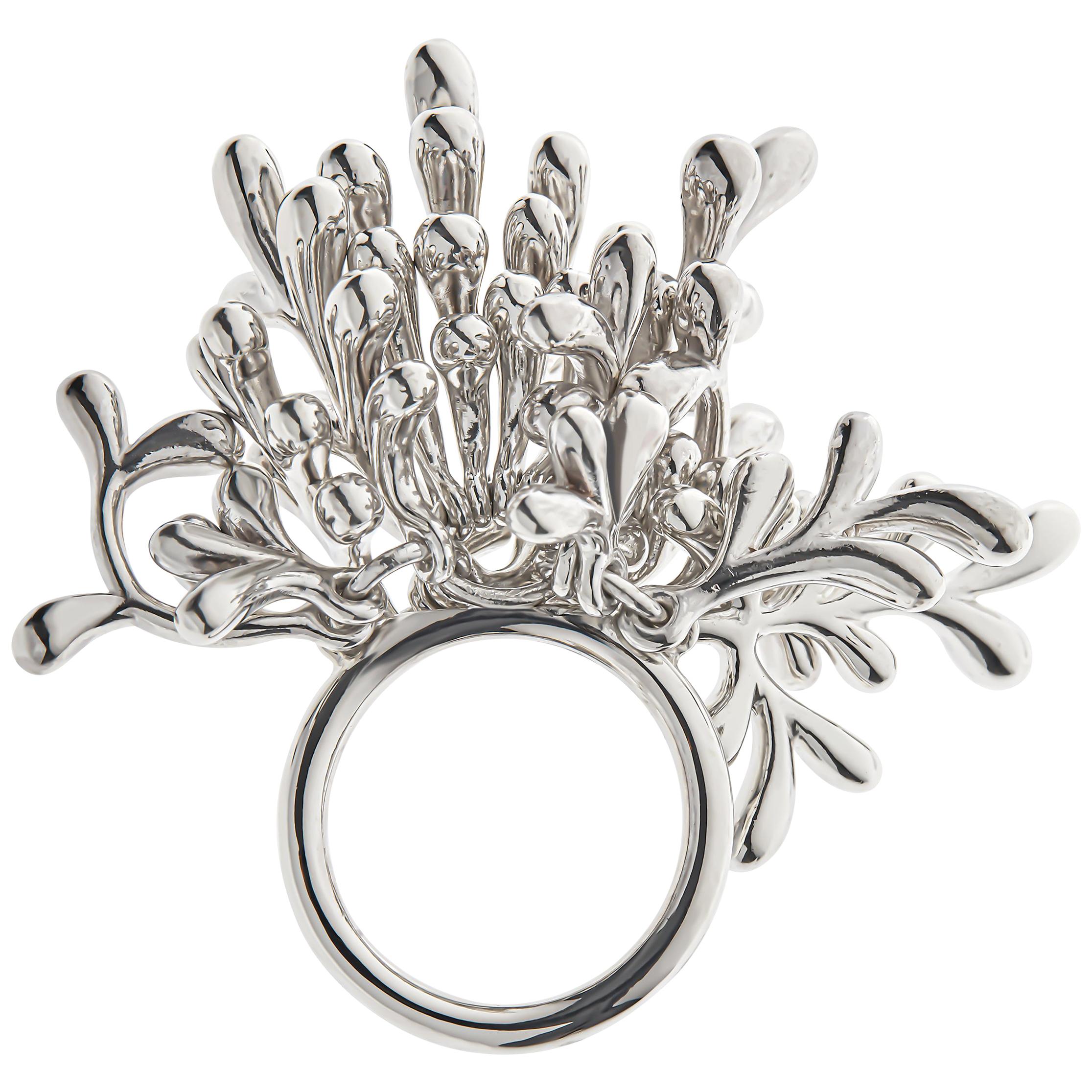 Nathalie Jean Contemporary Sterling Silver Cocktail Ring For Sale