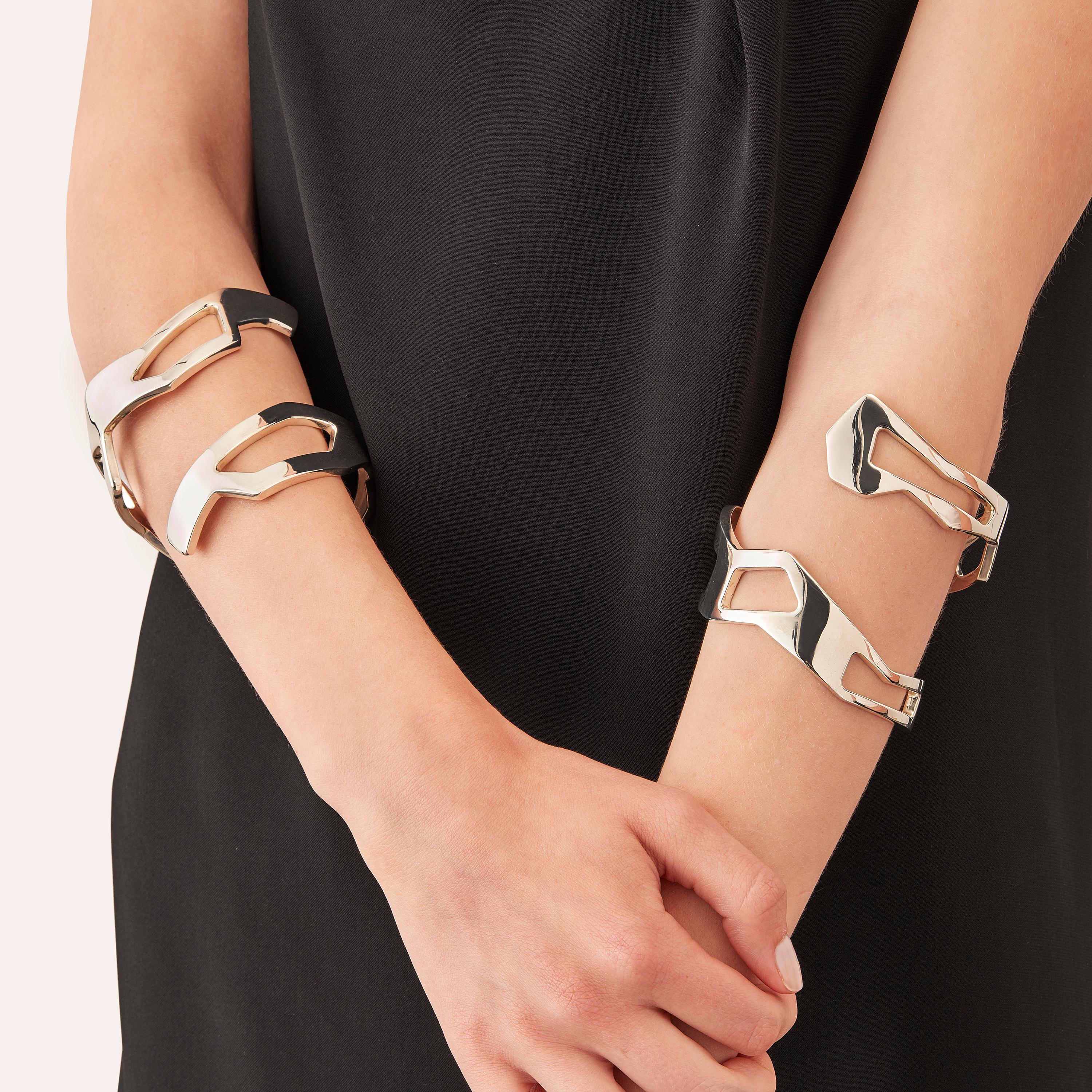 Nathalie Jean Contemporary Sterling Silver Limited Edition Cuff Bracelet For Sale 1
