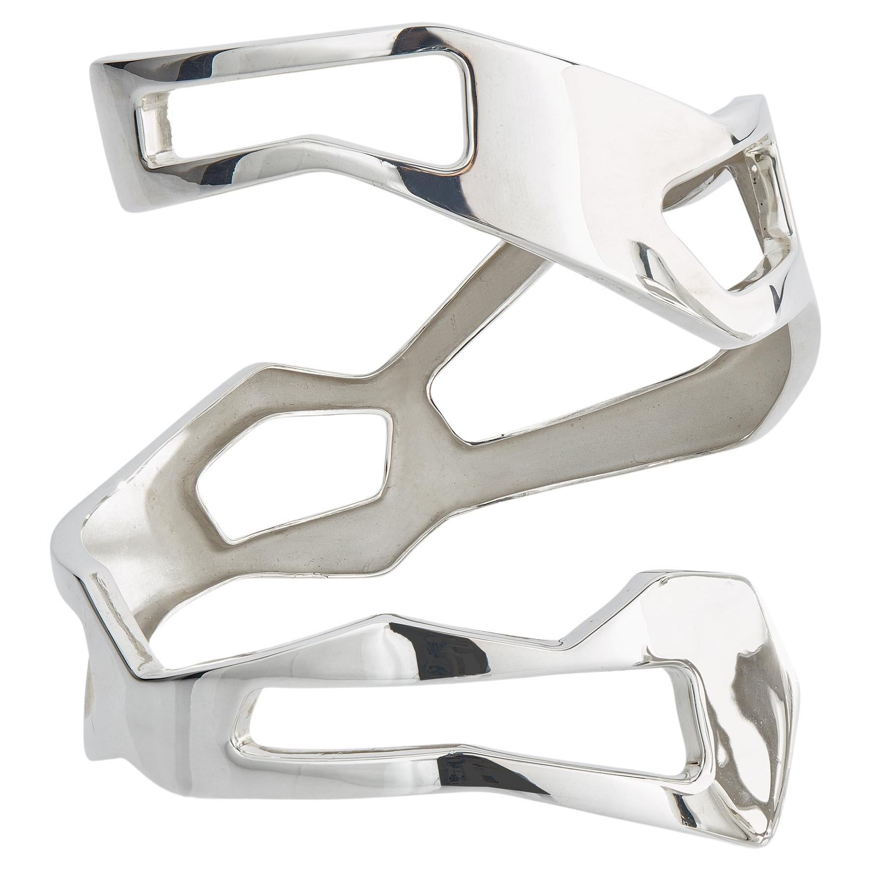 Nathalie Jean Contemporary Sterling Silver Limited Edition Manschettenknopf-Armband im Angebot