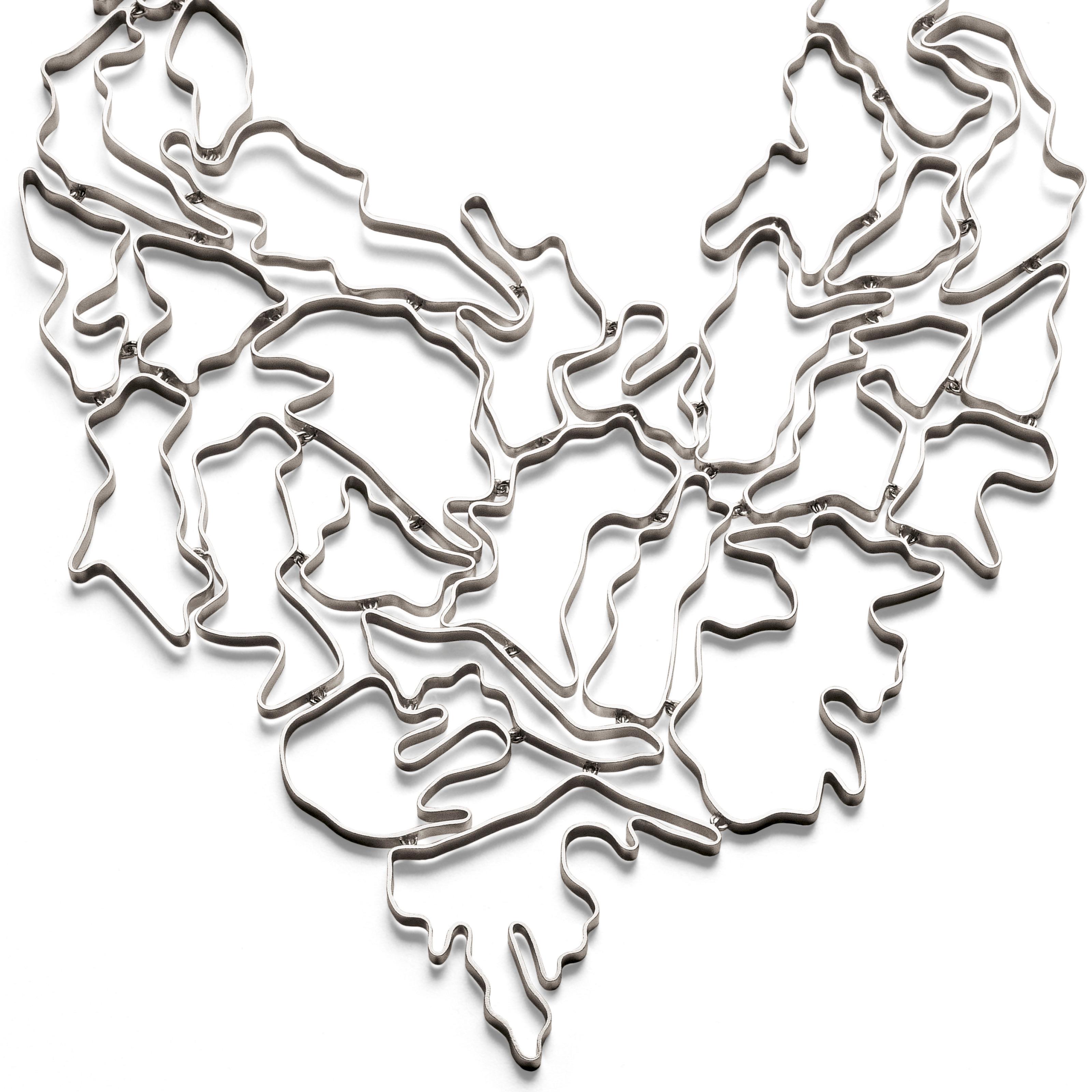 Nathalie Jean Contemporary Sterling Silver Limited Edition Drop Necklace im Zustand „Neu“ im Angebot in Milan, Lombardia