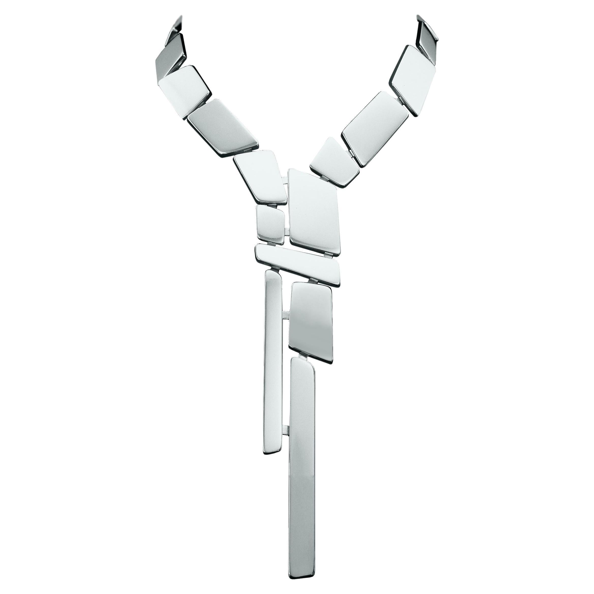 Nathalie Jean Contemporary Sterling Silber Limited Edition Tropfen Halskette im Angebot