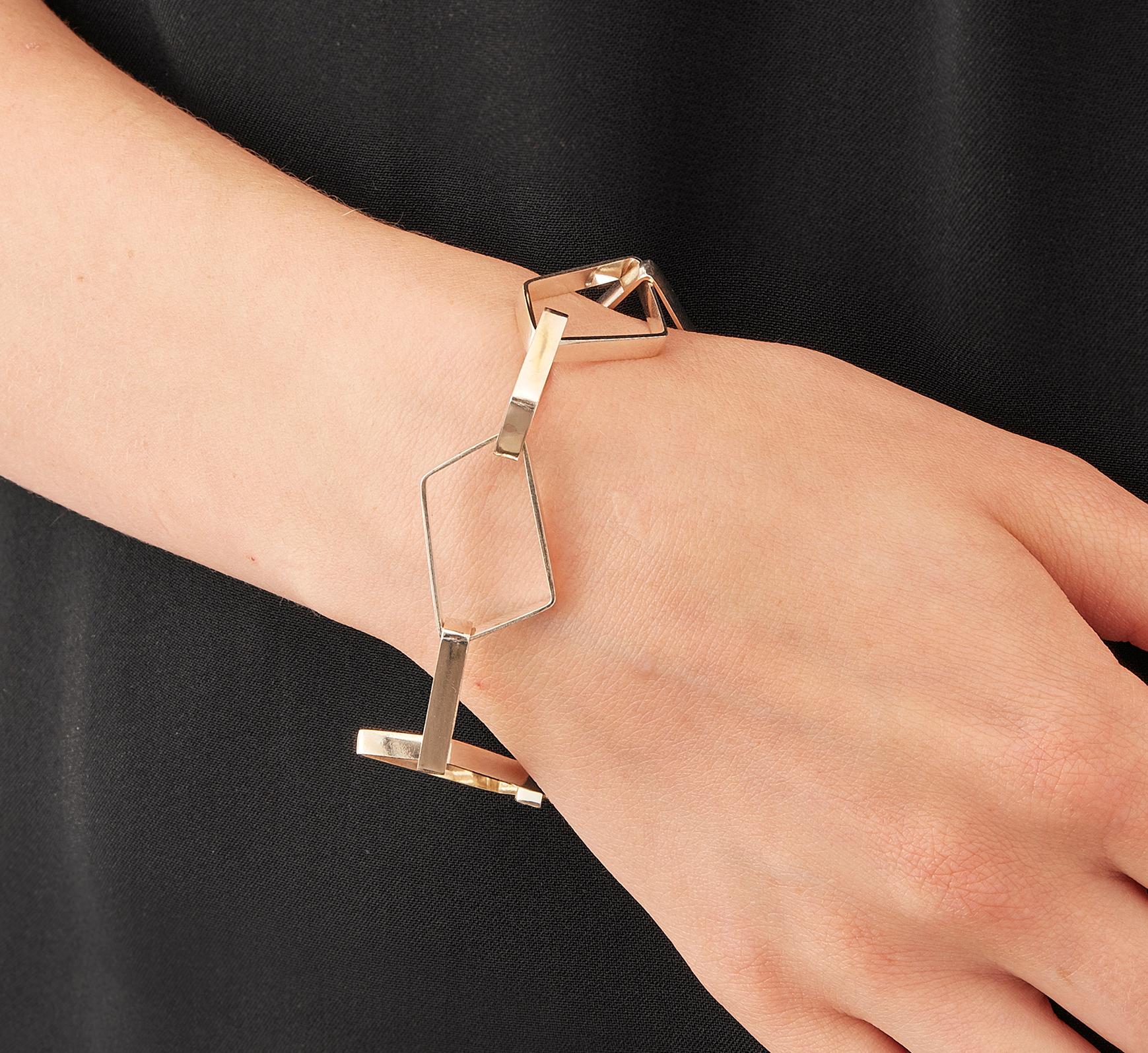 Nathalie Jean Contemporary Sterling Silver Limited Edition Link Chain Bracelet In New Condition For Sale In Milan, Lombardia