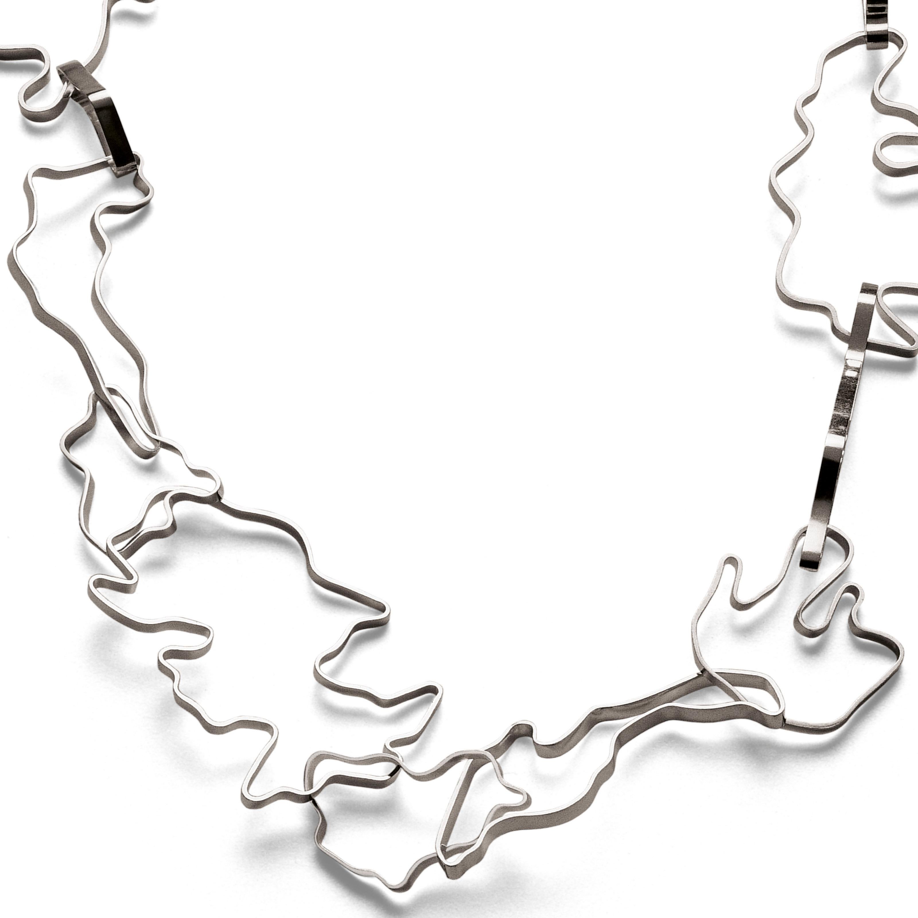 Nathalie Jean Contemporary Sterling Silver Limited Edition Link Chain Necklace In New Condition For Sale In Milan, Lombardia