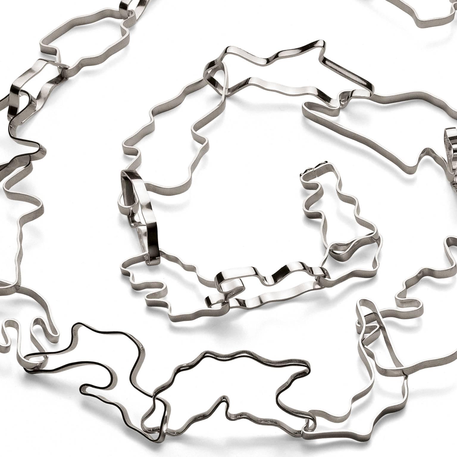 Nathalie Jean Contemporary Sterling Silver Limited Edition Link Chain Necklace In New Condition For Sale In Milan, Lombardia