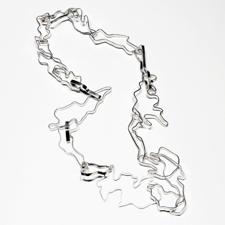 Nathalie Jean Contemporary Sterling Silver Limited Edition Link Chain Necklace For Sale 2