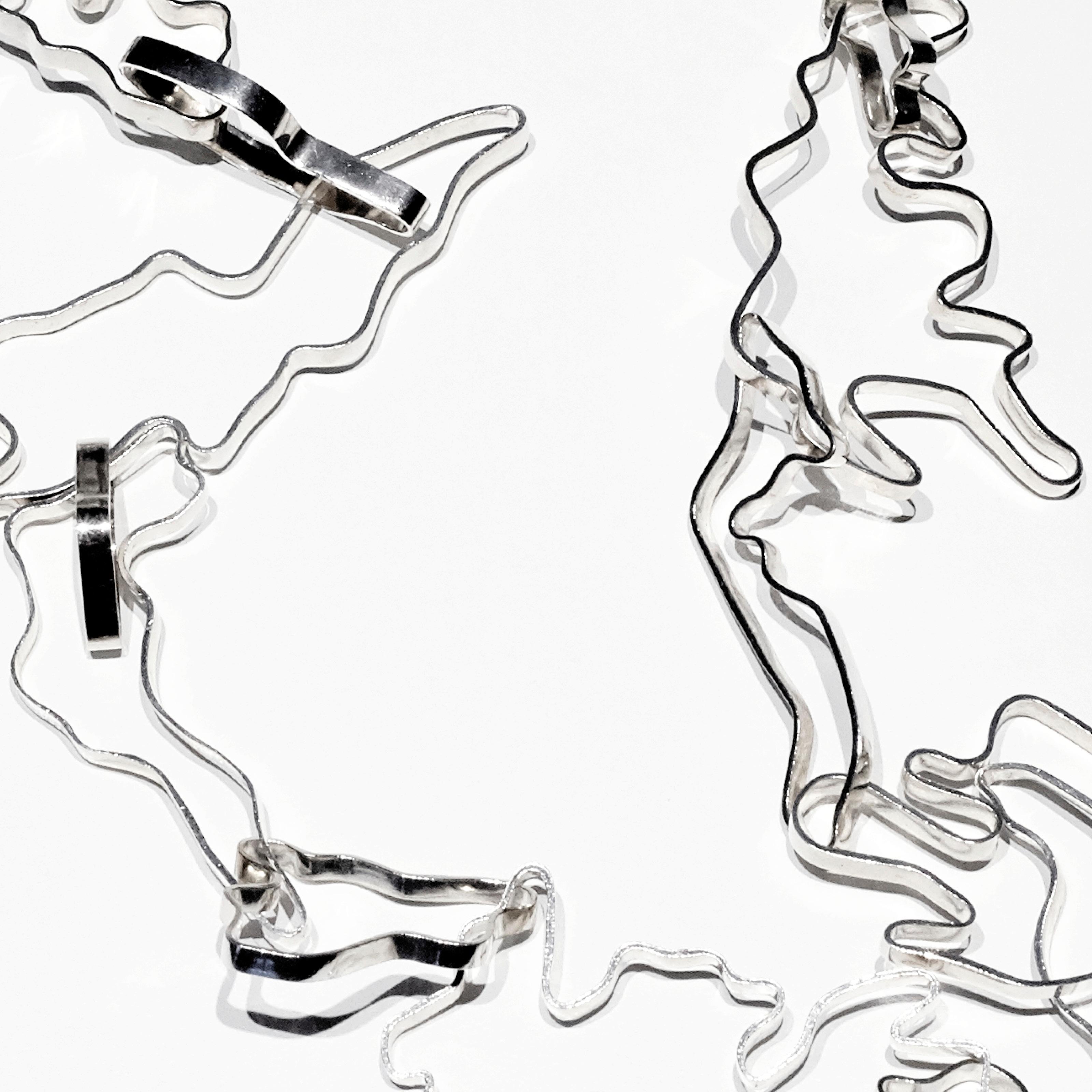 Women's or Men's Nathalie Jean Contemporary Sterling Silver Limited Edition Link Chain Necklace For Sale