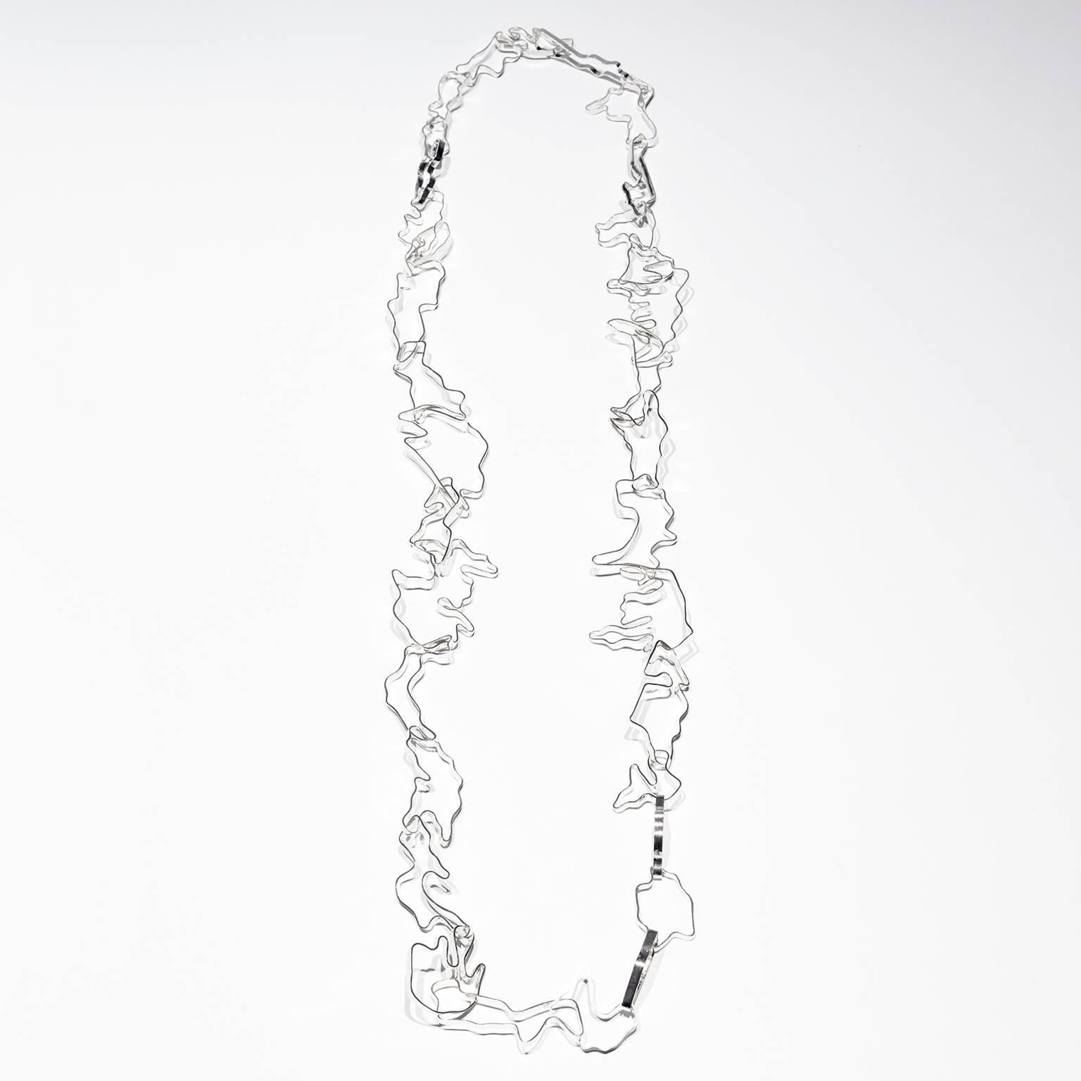 Women's or Men's Nathalie Jean Contemporary Sterling Silver Limited Edition Link Chain Necklace For Sale