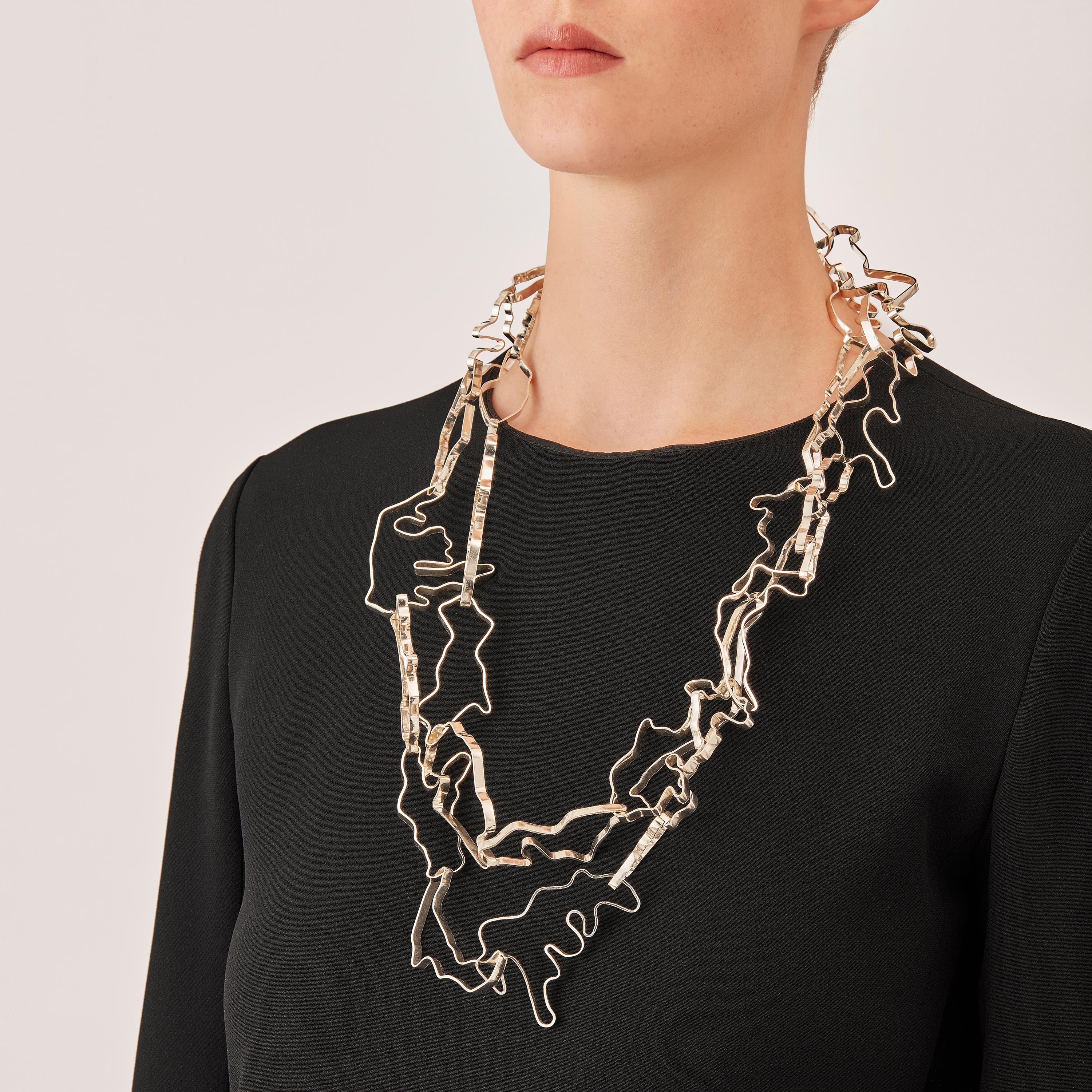 Nathalie Jean Contemporary Sterling Silver Limited Edition Link Chain Necklace For Sale 1