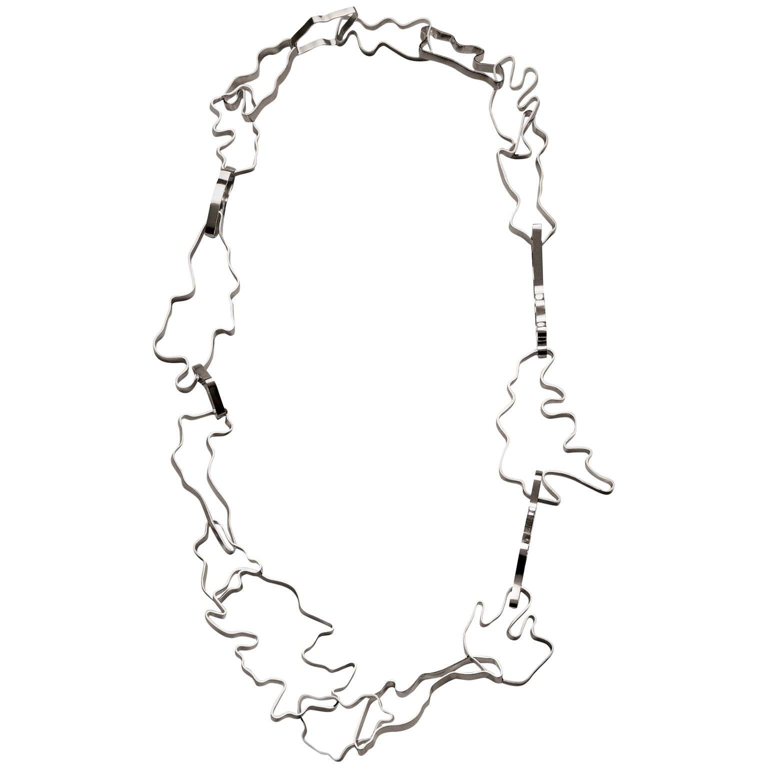 Nathalie Jean Contemporary Sterling Silver Limited Edition Link Chain Necklace For Sale