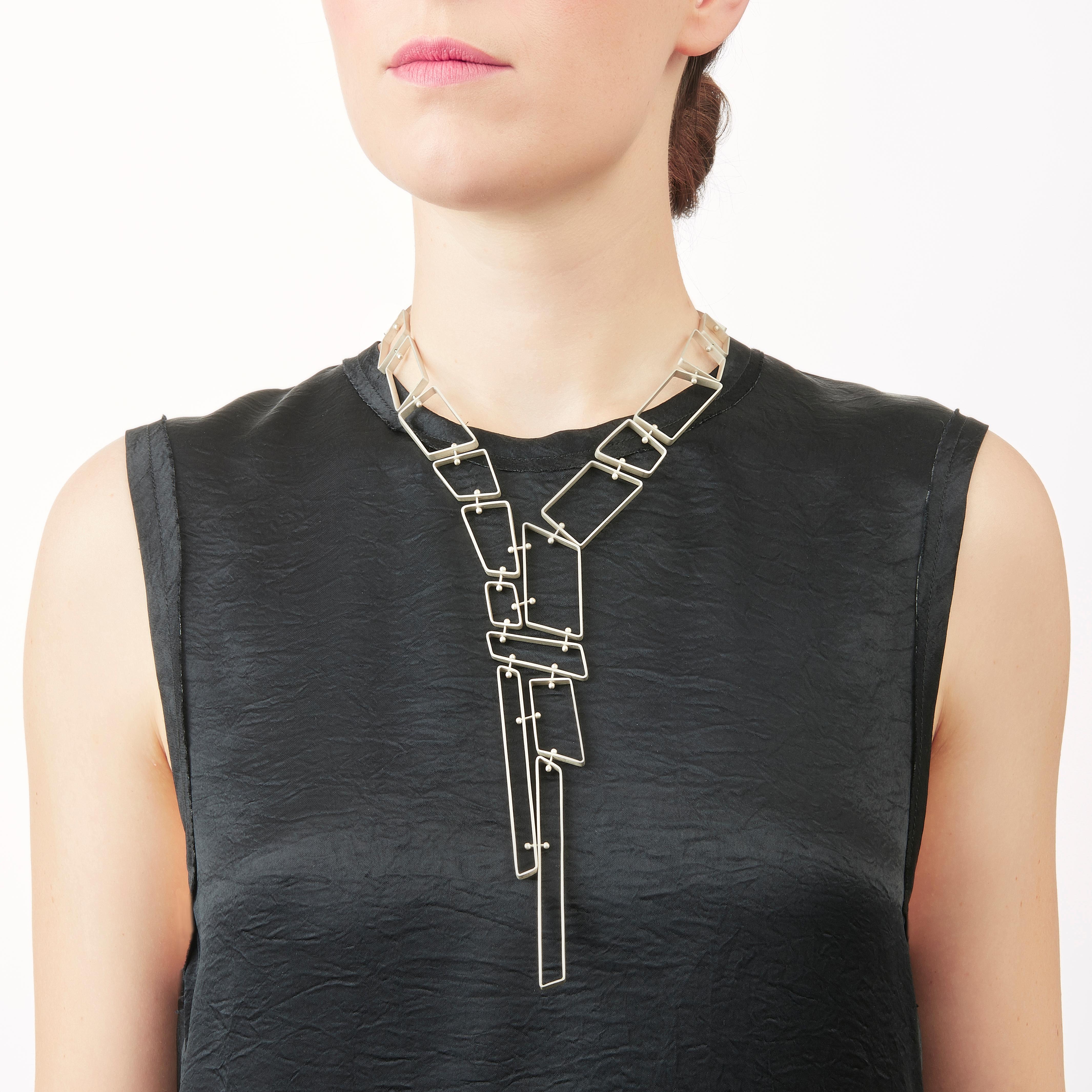Nathalie Jean Contemporary Sterling Silver Limited Edition Link Drop Necklace (Zeitgenössisch) im Angebot