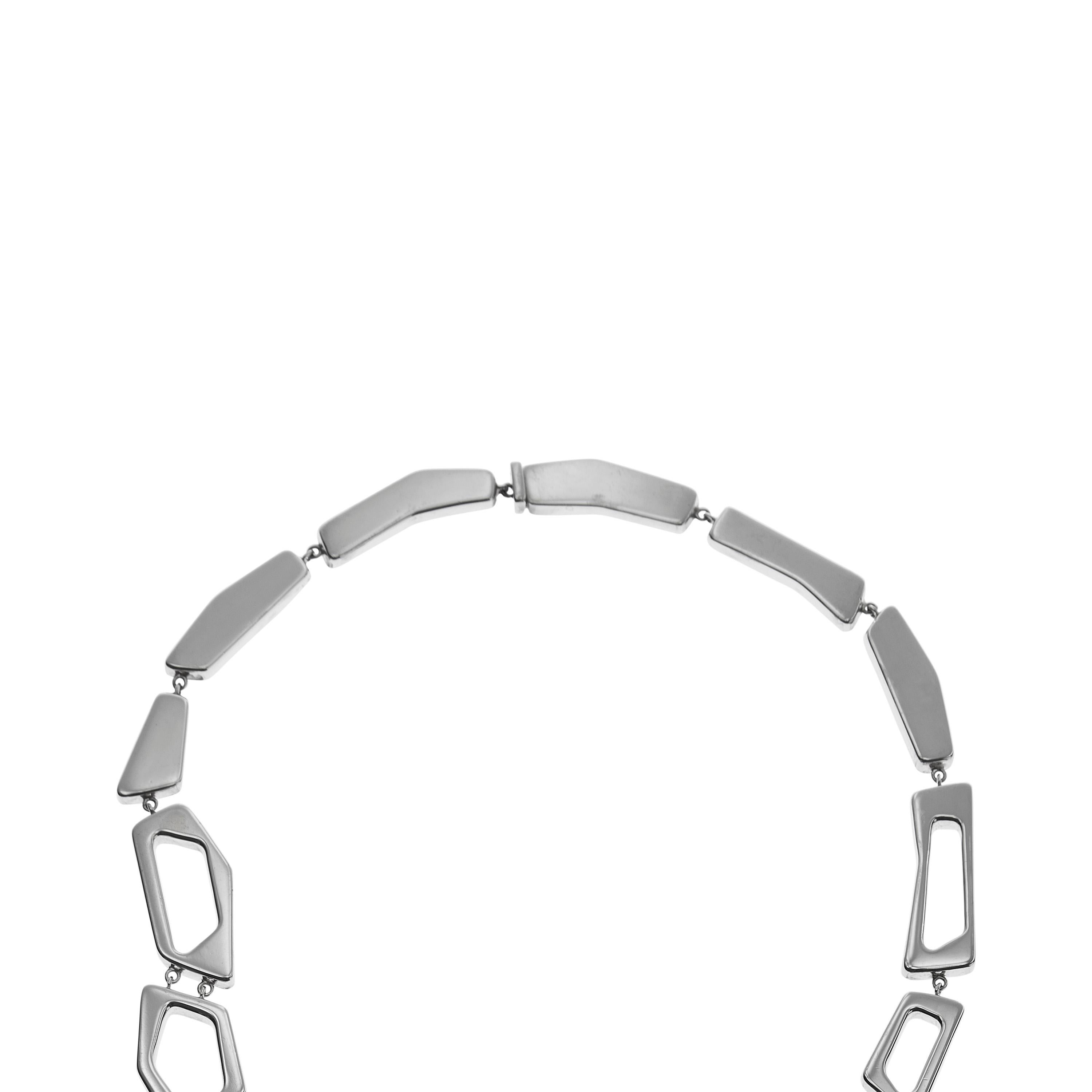 Nathalie Jean Contemporary Sterling Silver Limited Edition Link Drop Necklace For Sale 1