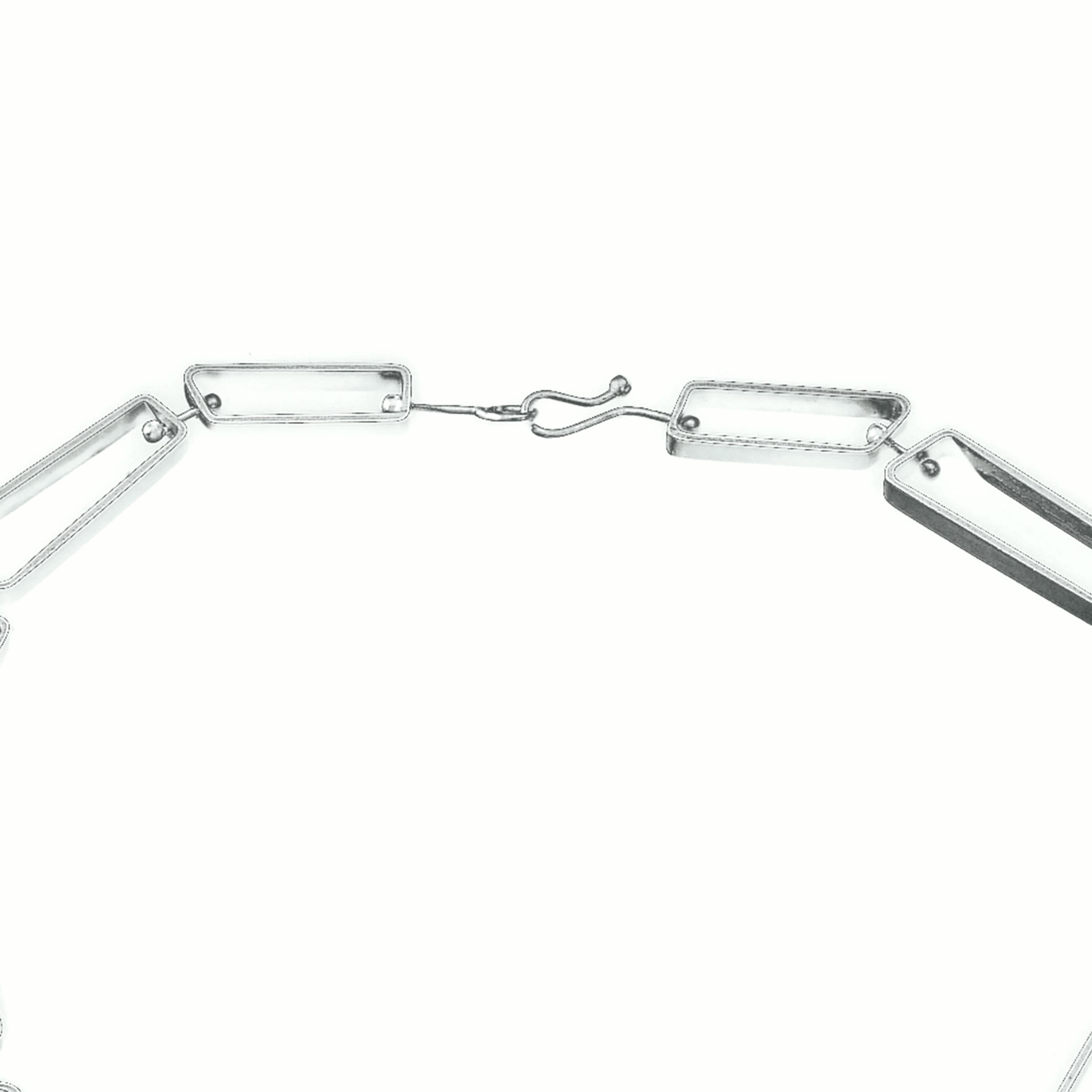 Nathalie Jean Contemporary Sterling Silver Limited Edition Link Drop Necklace für Damen oder Herren im Angebot