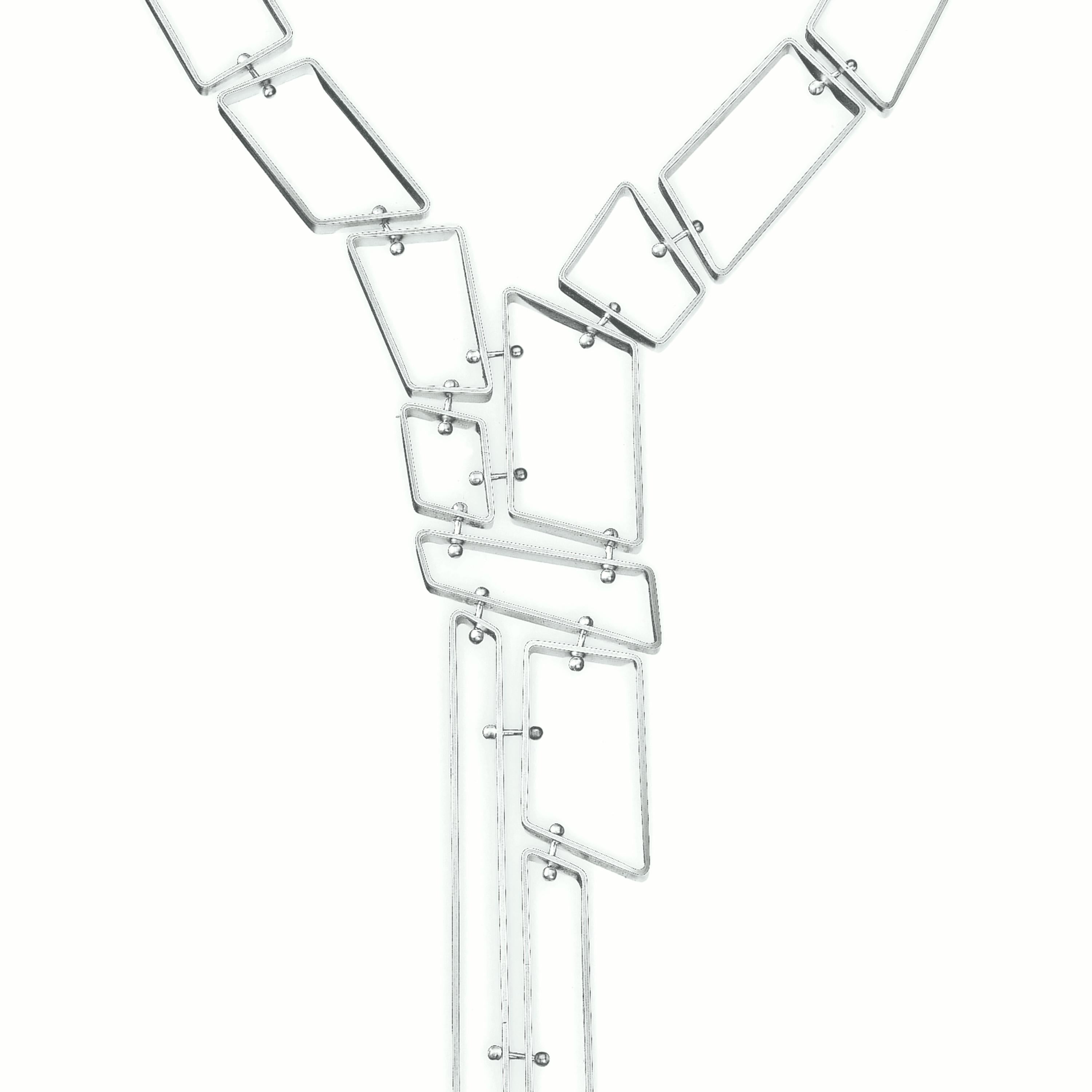 Nathalie Jean Contemporary Sterling Silver Limited Edition Link Drop Necklace im Angebot 1