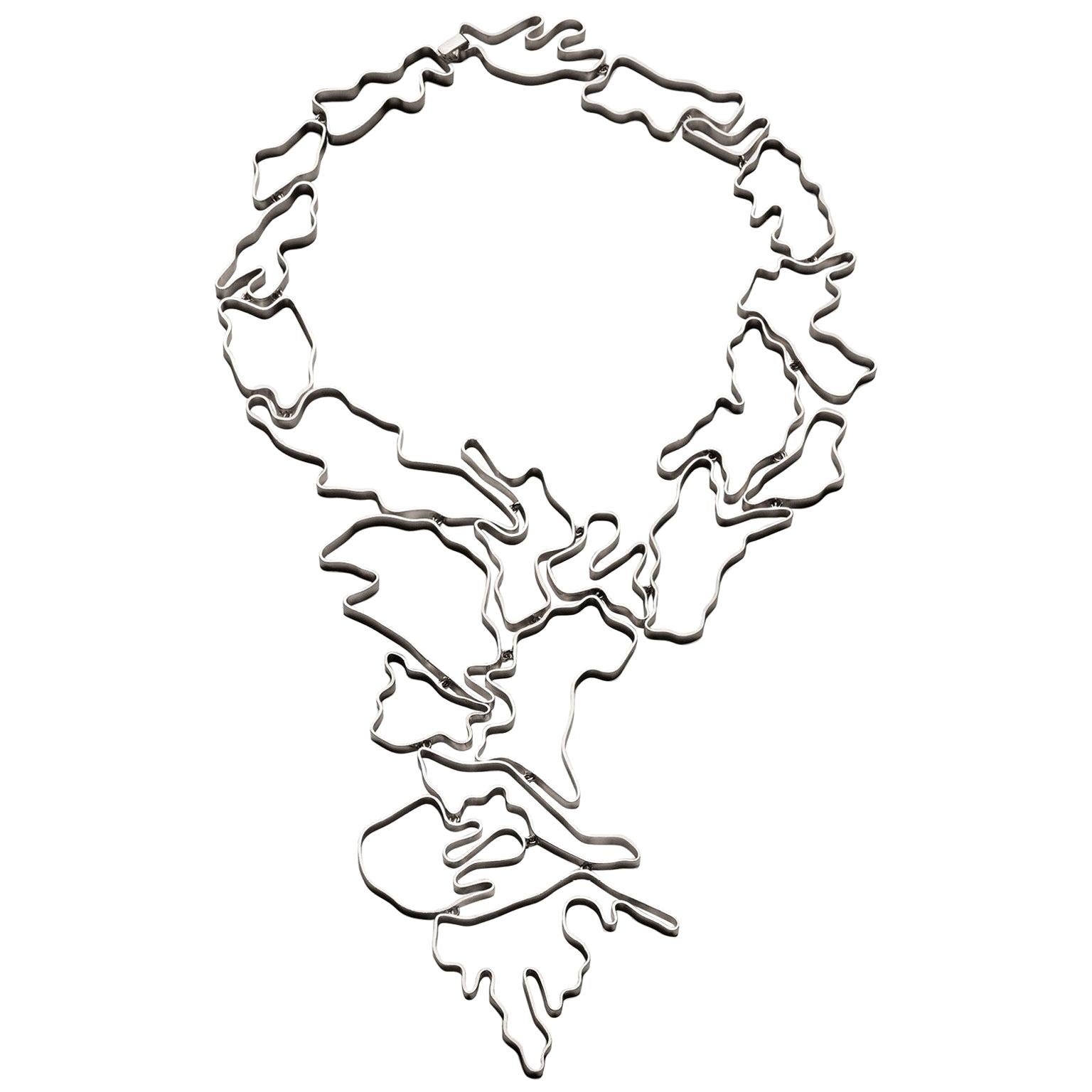 Nathalie Jean Contemporary Sterling Silver Limited Edition Link Drop Halskette