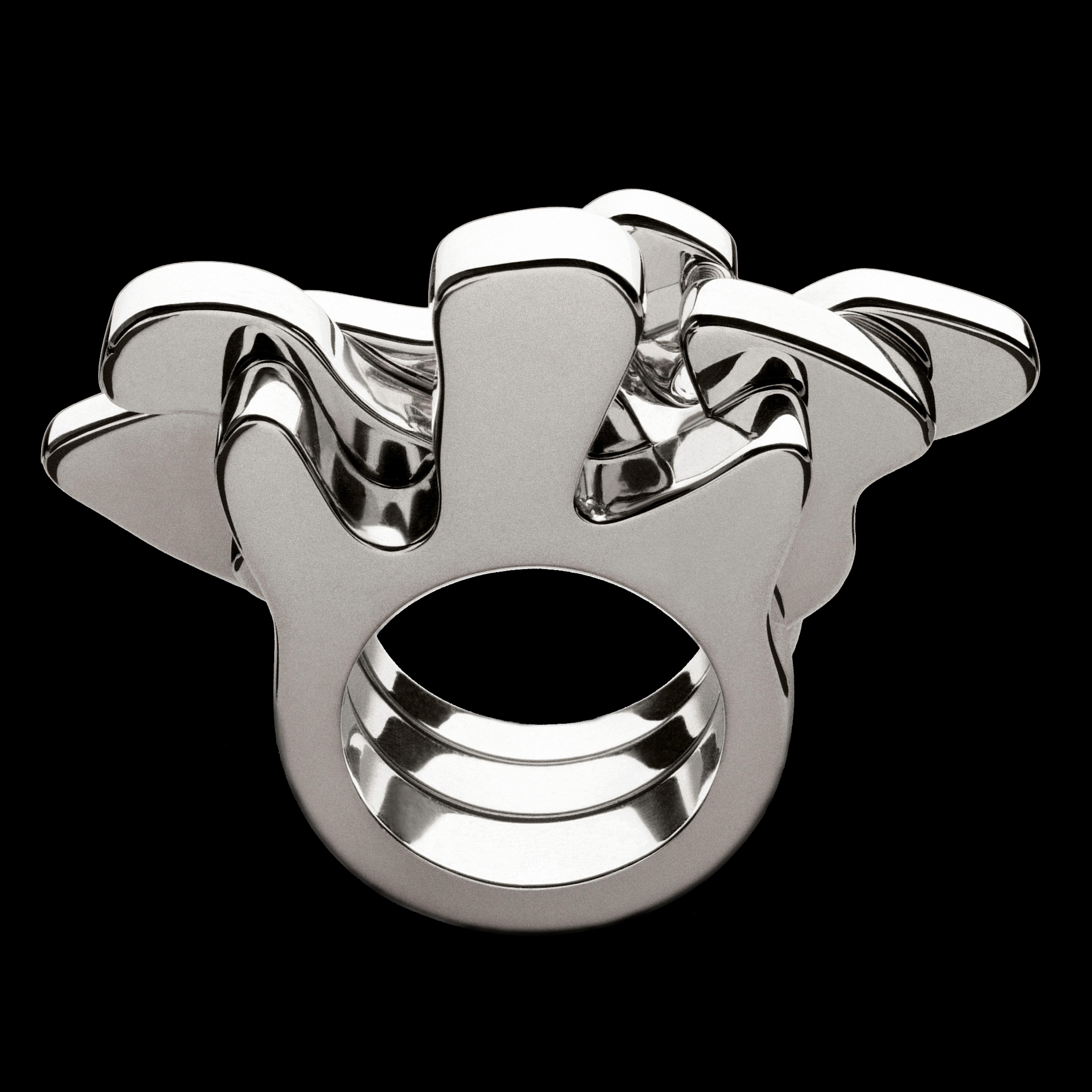 Nathalie Jean Contemporary Sterling Silver Sculpture Fashion Cocktail Ring In New Condition For Sale In Milan, Lombardia