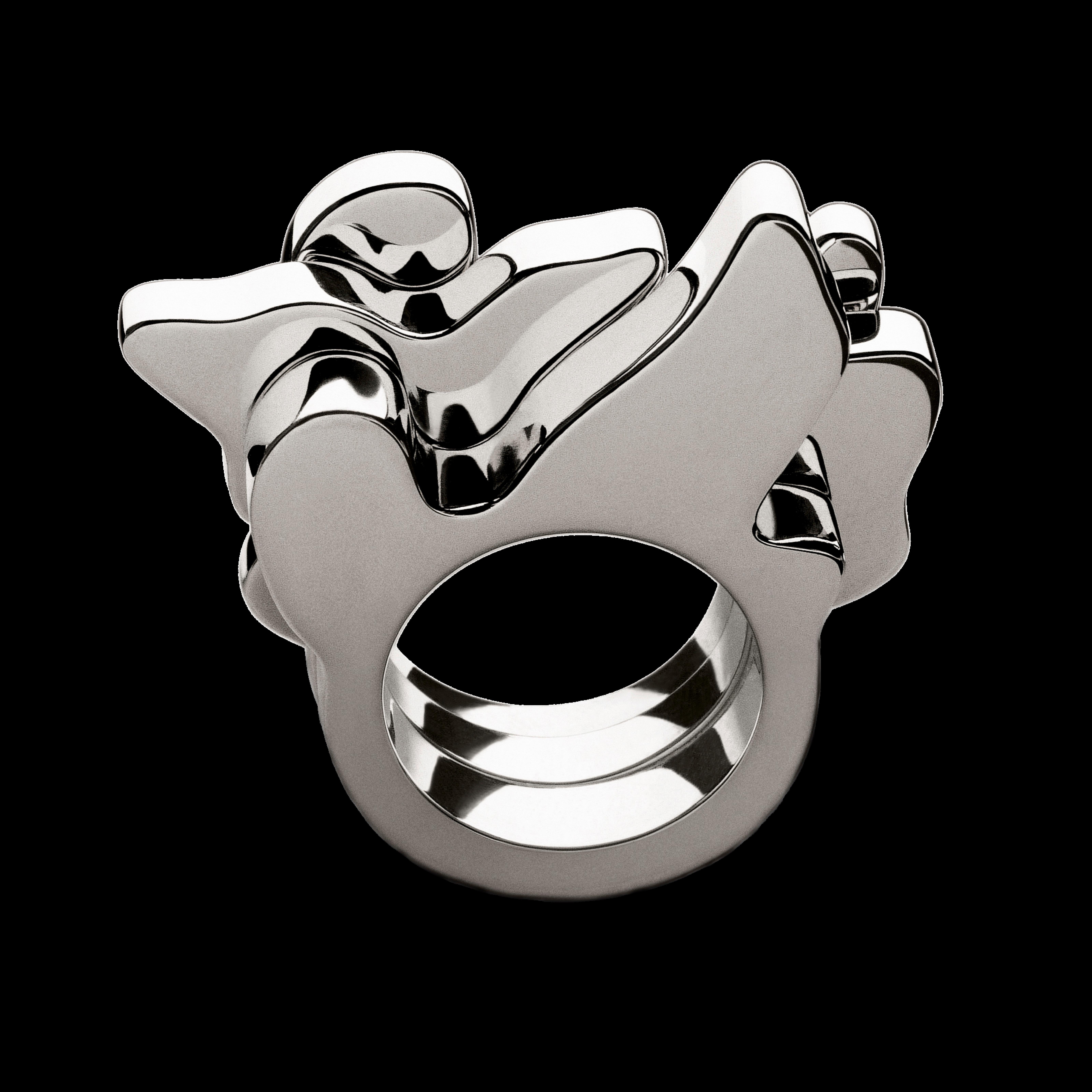 Nathalie Jean Contemporary Sterling Silver Sculpture Fashion Cocktail Ring In New Condition For Sale In Milan, Lombardia