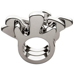 Nathalie Jean Contemporary Sterling Silver Sculpture Fashion Cocktail Ring