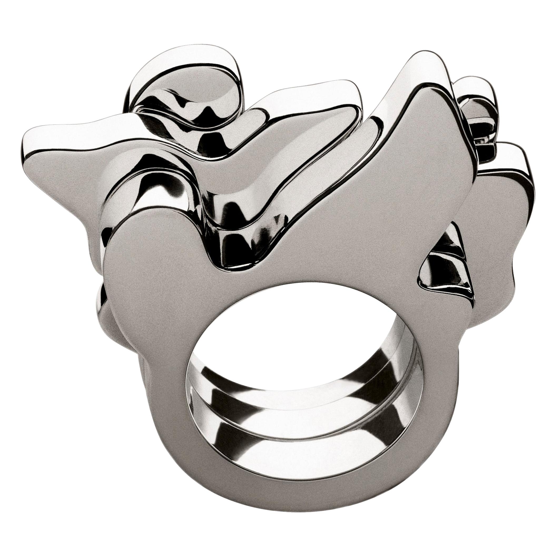 Nathalie Jean Contemporary Sterling Silver Sculpture Fashion Cocktail Ring