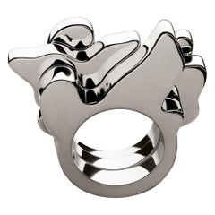 Nathalie Jean Contemporary Sterling Silver Sculpture Fashion Cocktail Ring