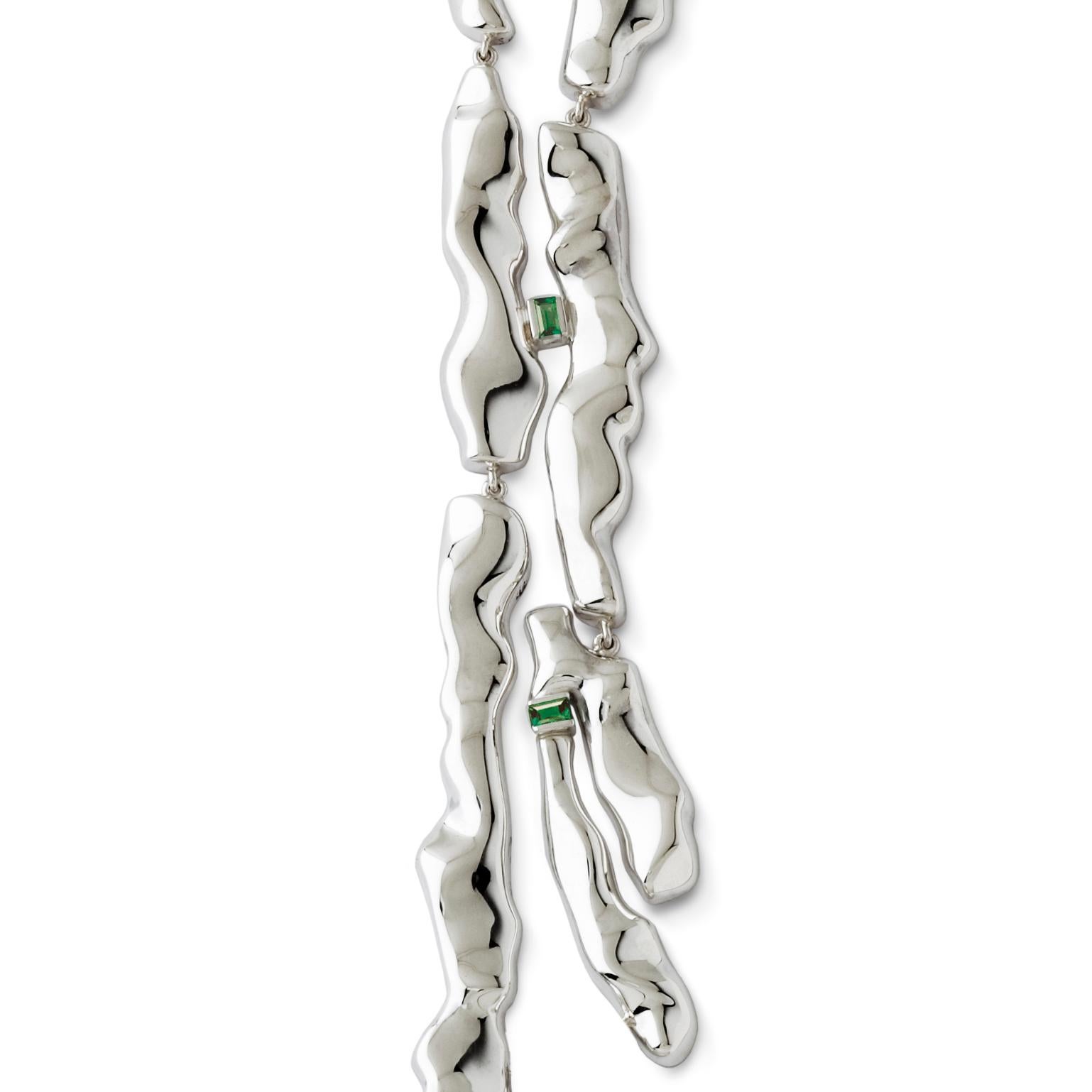 Nathalie Jean Contemporary Tourmaline Sterling Silver Drop Link Necklace In New Condition For Sale In Milan, Lombardia